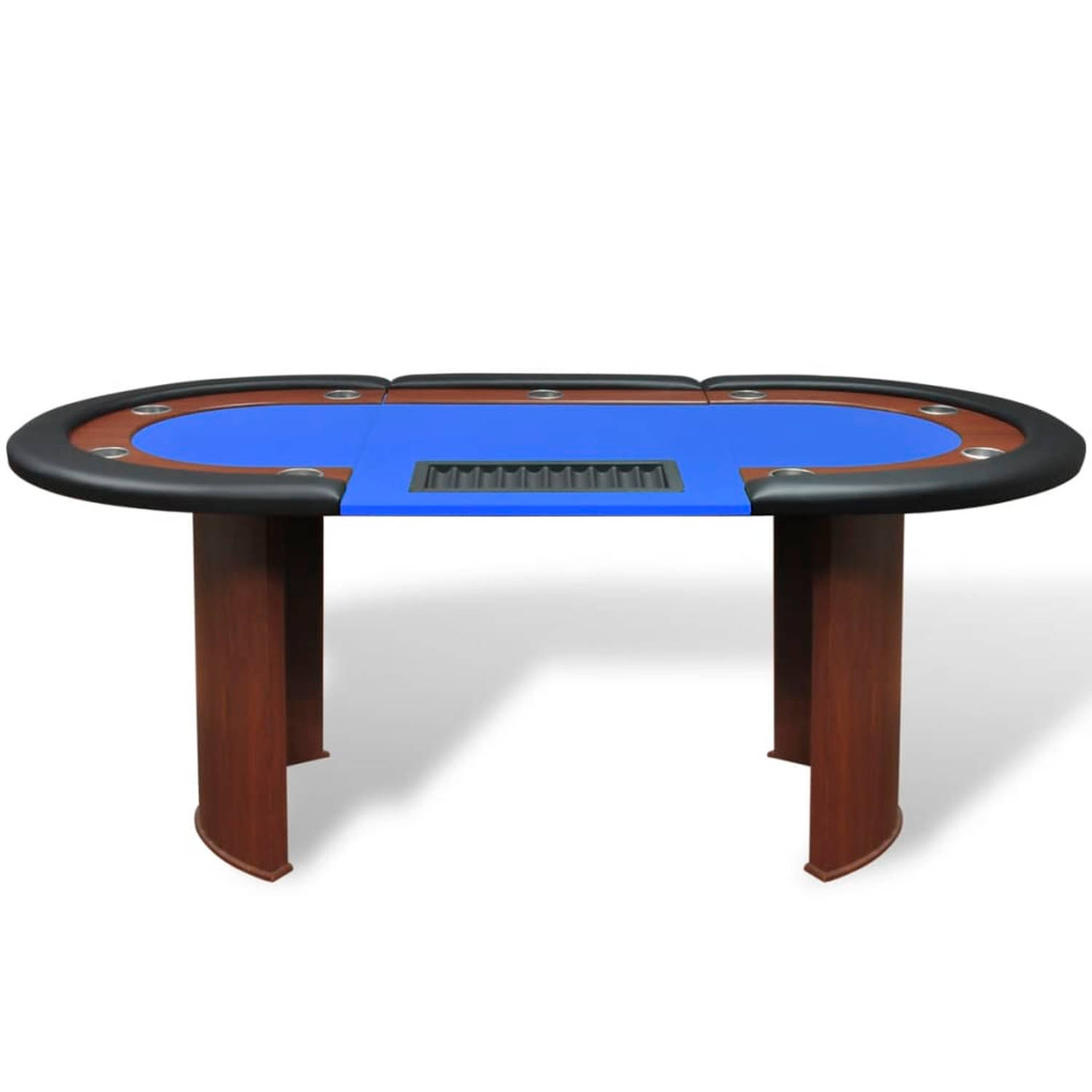 The Living Store Pokertafel - Blauw - 208 x 107 x 81 cm - Geschikt voor max - 10 spelers