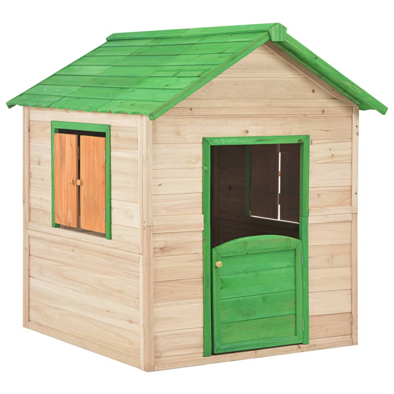 The Living Store Speelhuis - Hout - Groen/Natuur - 107 x 128 x 128 cm - Kinderspeelhuis - Met raam en deur