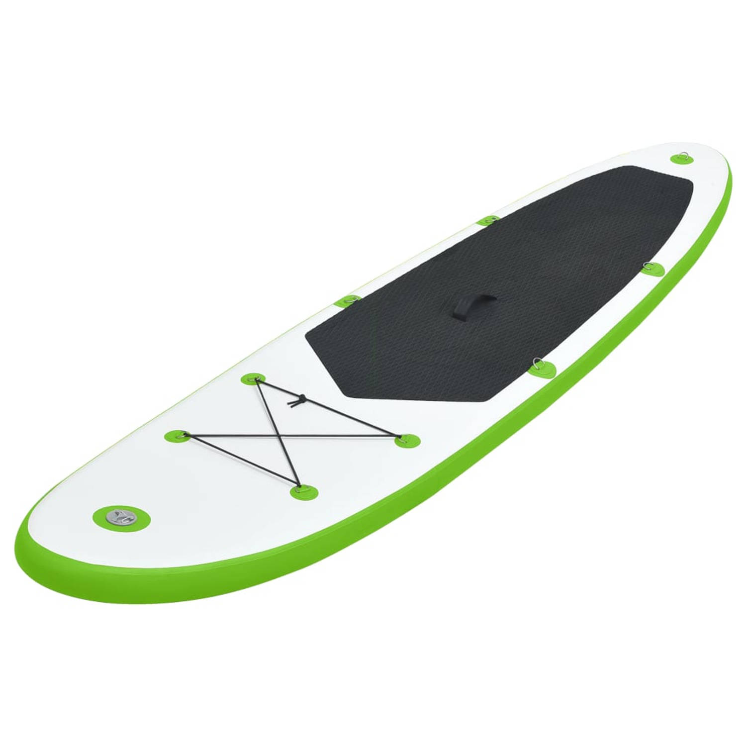 The Living Store SUP Board - Opblaasbaar Stand Up Paddleboard - 390 x 81 x 10 cm - Groen en Wit - Draagvermogen 130 kg - Inclusief Peddel - Pomp en Draagtas