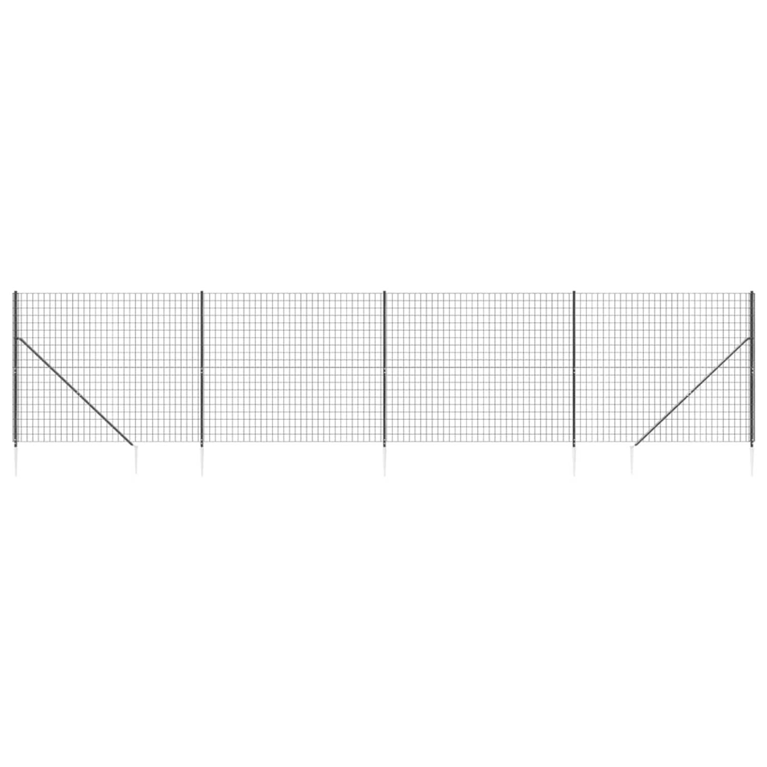 The Living Store Draadgaashek Antraciet - 2x10m - Gegalvaniseerd staal met PVC-coating