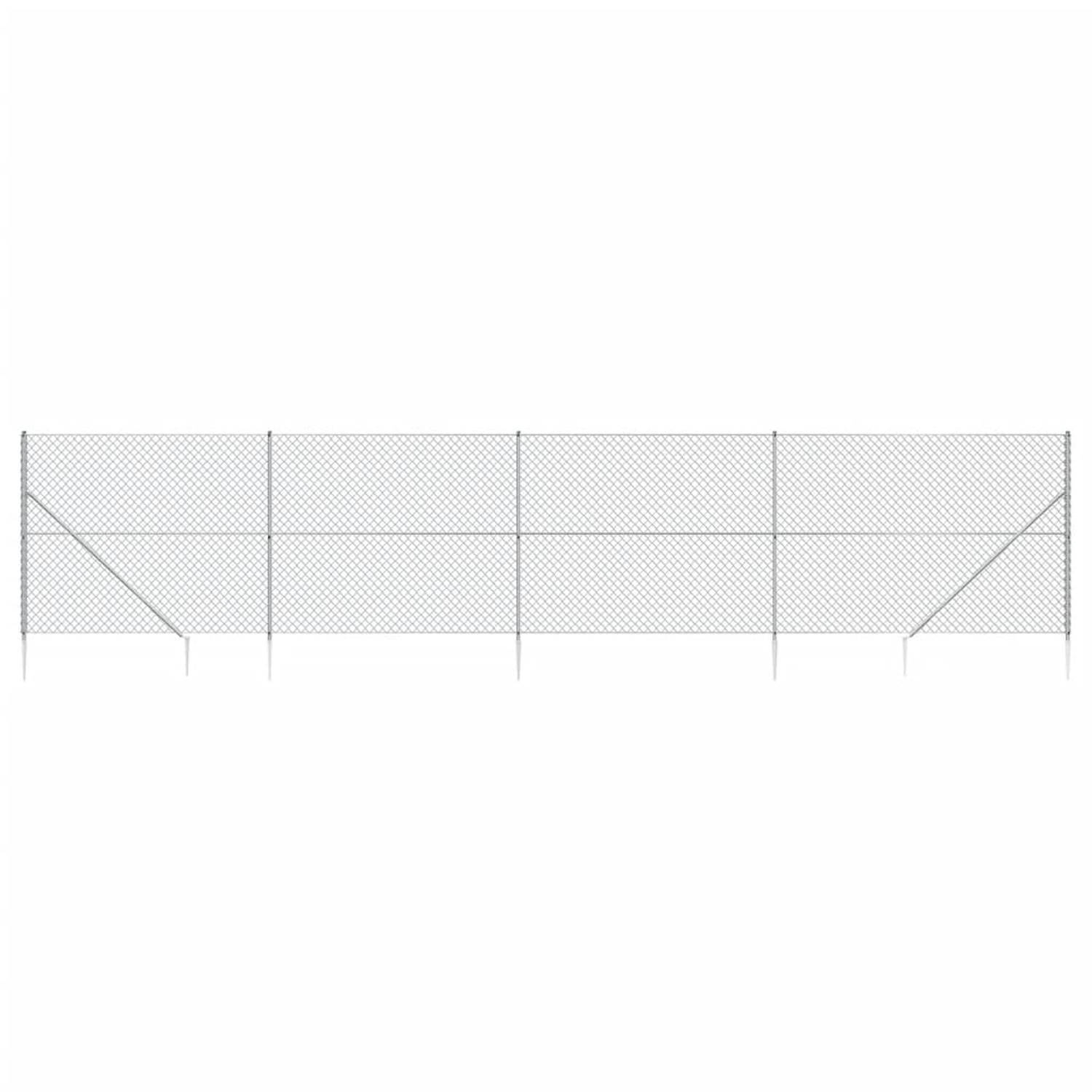 The Living Store Gaashek 1.6 x 10 m (H x L) - Gegalvaniseerd Staal met PVC-coating - Duurzaam en flexibel - Inclusief accessoires - Kleur- zilver