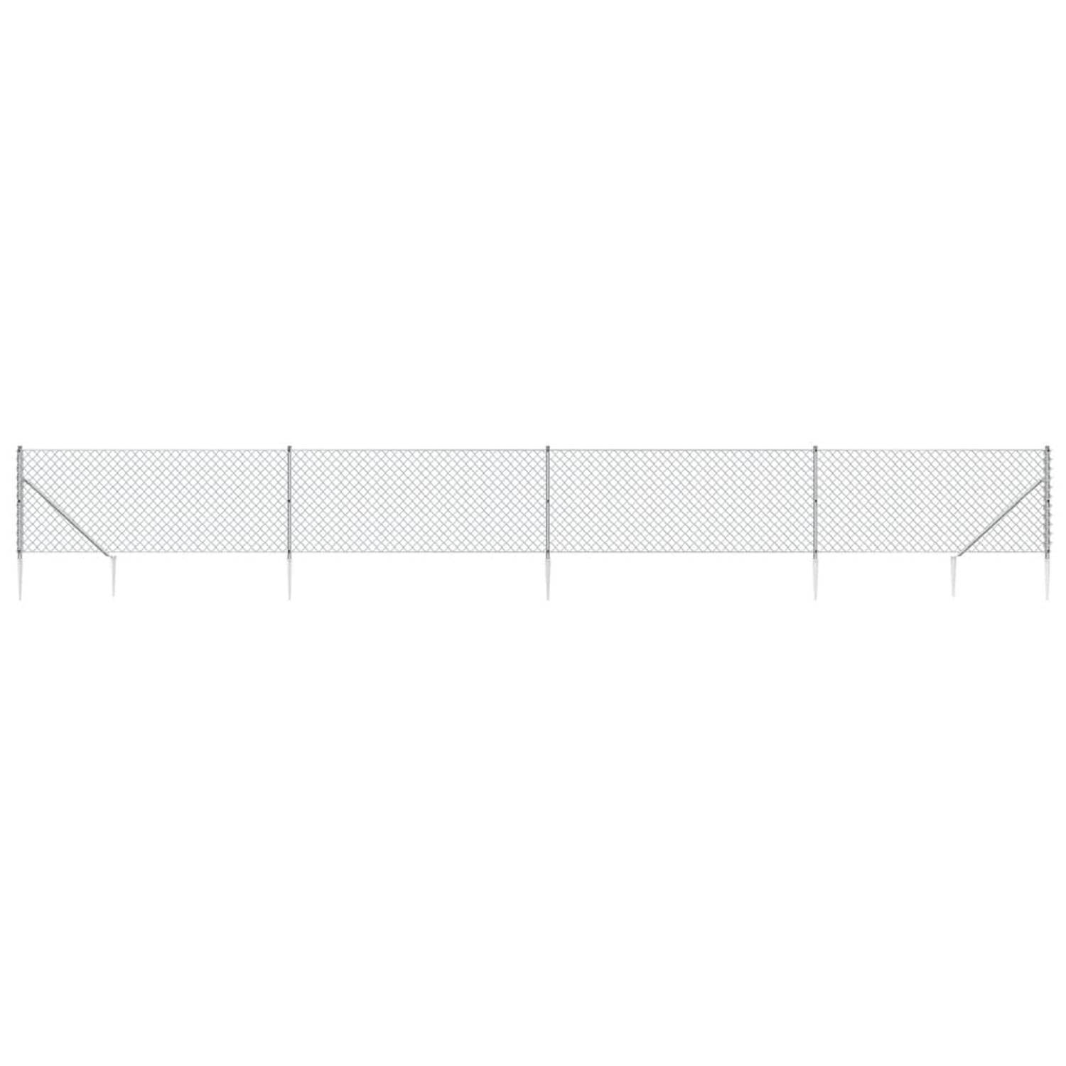 The Living Store Gaashek 1x10m - 60x60mm - zilver - gegalvaniseerd staal met PVC-coating