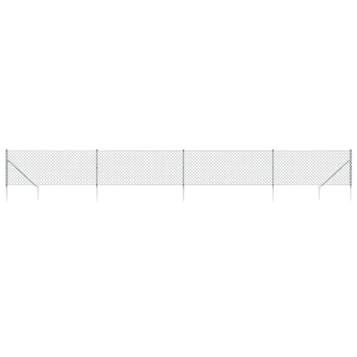 The Living Store Gaashek - Zilver - 1.1 x 10 m - 60 x 60 mm - 1.3/2.2mm - PVC-coating - Gegalvaniseerd staal - Duurzaam - In elkaar grijpend ontwerp - Montage vereist - Inclusief a