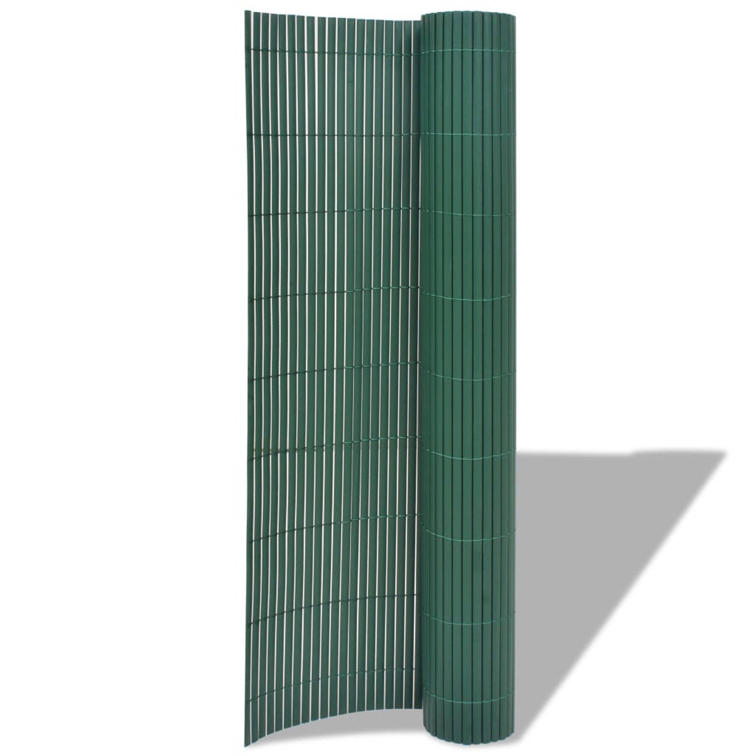 The Living Store Tuinafscheiding dubbelzijdig 90x500 cm PVC groen - Schuttingdeel