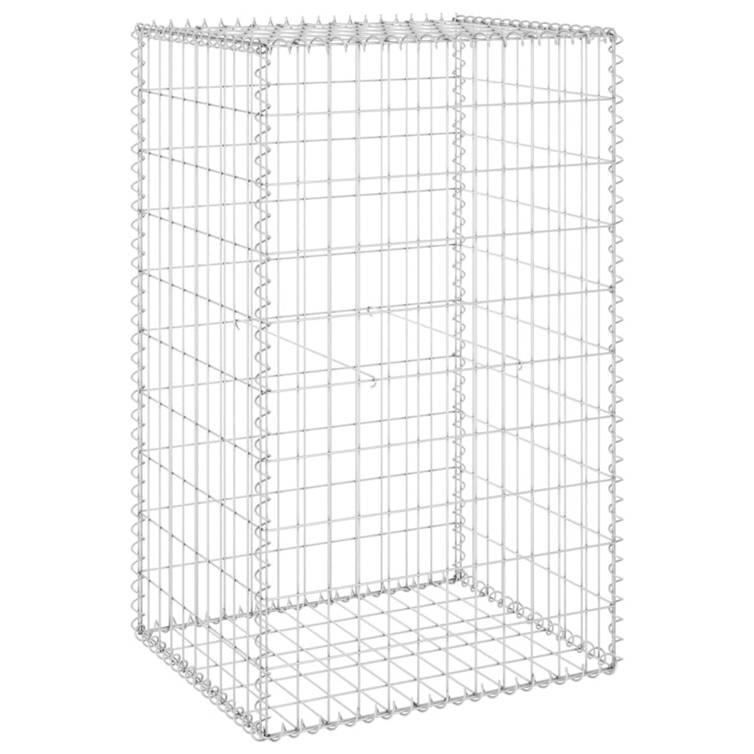 The Living Store Schanskorf Gabion - 60 x 50 x 100 cm - Zilver - Gegalvaniseerd staal