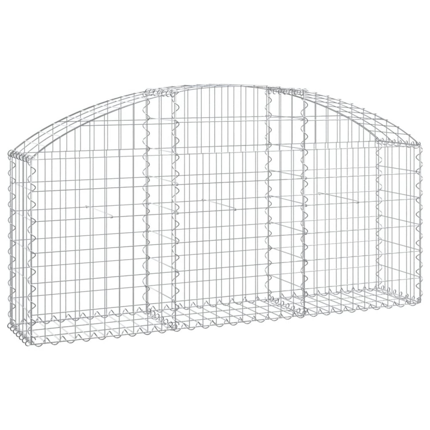 The Living Store Gabion Schanskorf - Decoratieve Tuinbarrière - 150 x 30 x 60/80 cm - Gegalvaniseerd IJzer