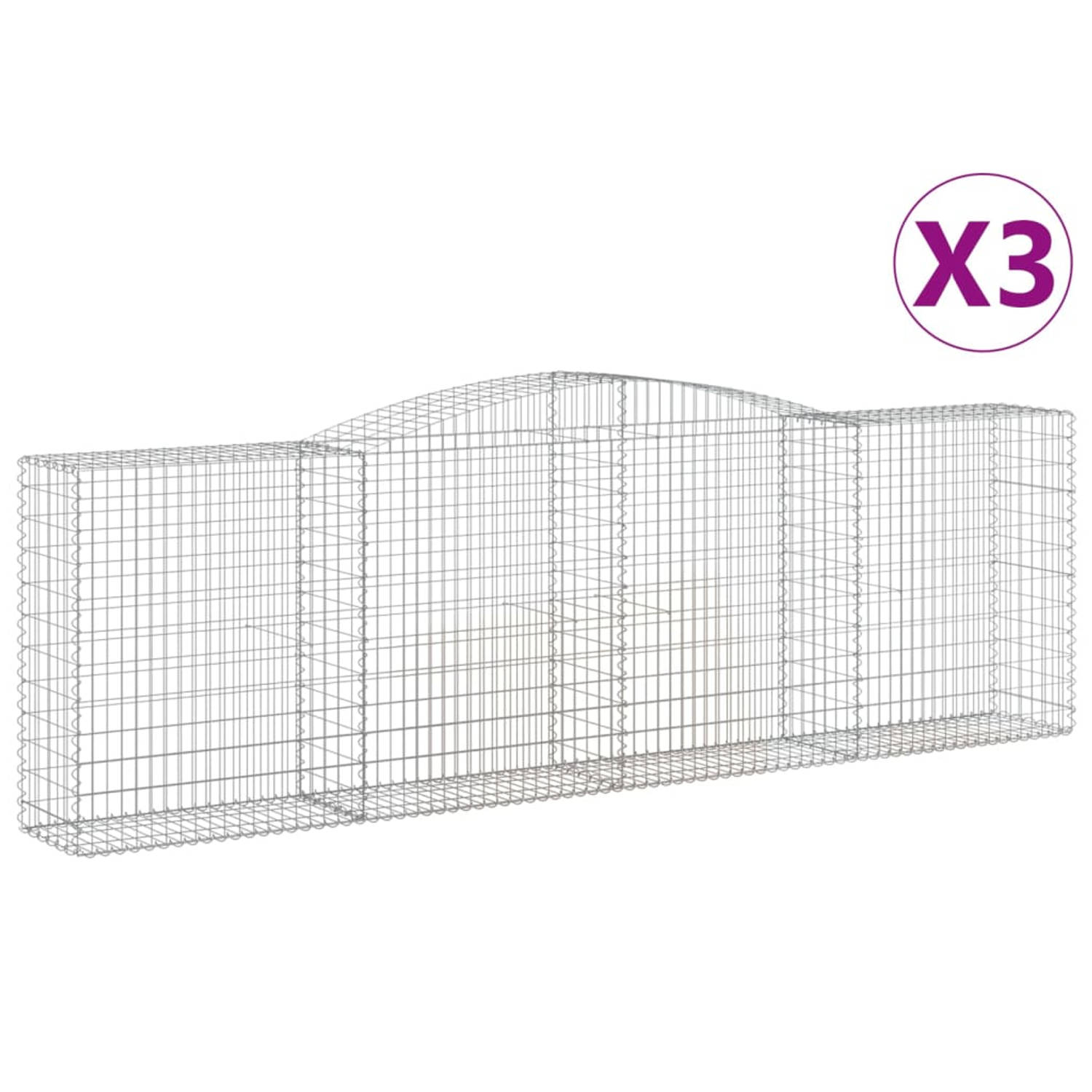 The Living Store Schanskorf Gabion - 400x50x120/140cm - Gegalvaniseerd ijzer