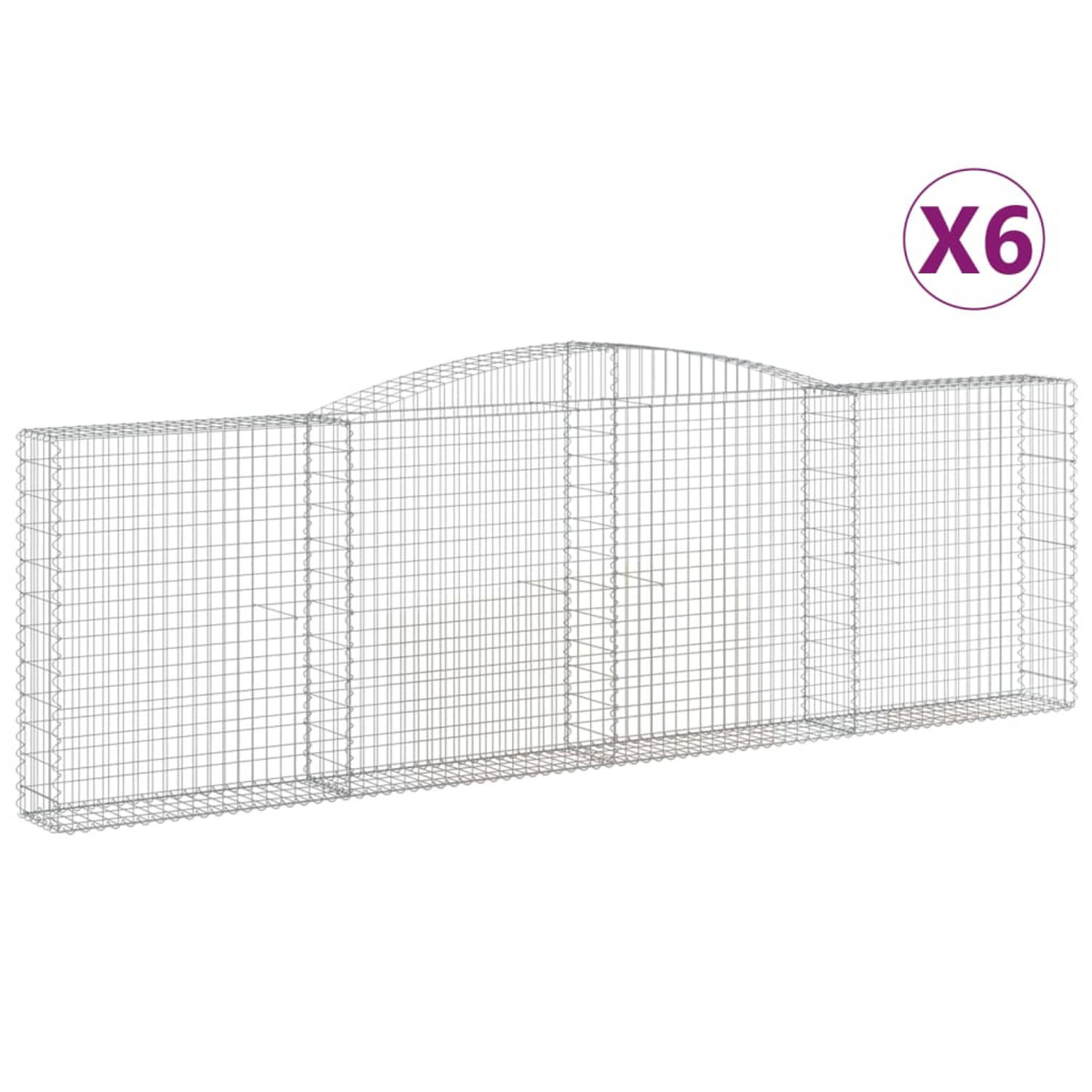 The Living Store Gabion Schanskorven - Decoratieve Geluidsisolerende Tuinbarrières - 400 x 30 x 120/140 cm - Zilver - Gegalvaniseerd IJzer