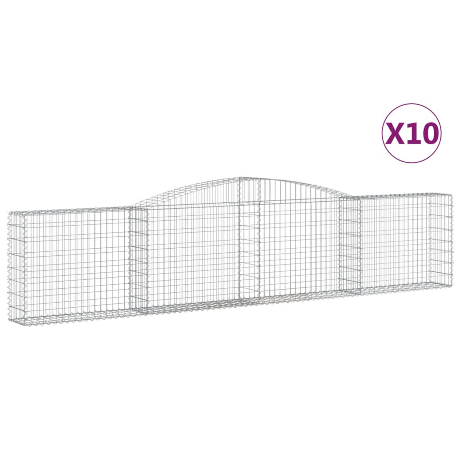 The Living Store Schanskorf Gabion 400x30x80/100 cm - Decoratief Geluidsisolerend - Gegalvaniseerd ijzer