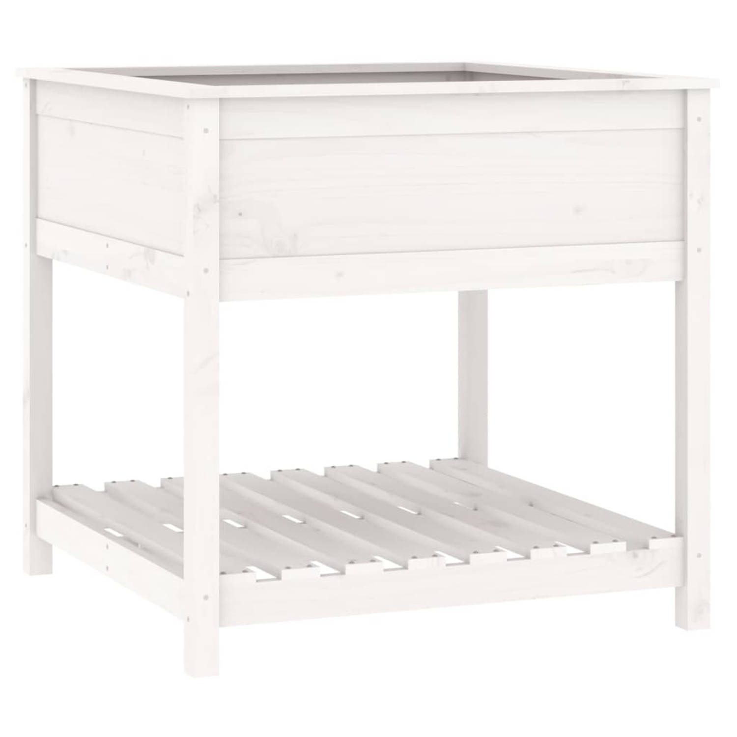 The Living Store Plantenbak - Houten - Doe-het-zelf - 82.5 x 82.5 x 81 cm - Kleur Wit