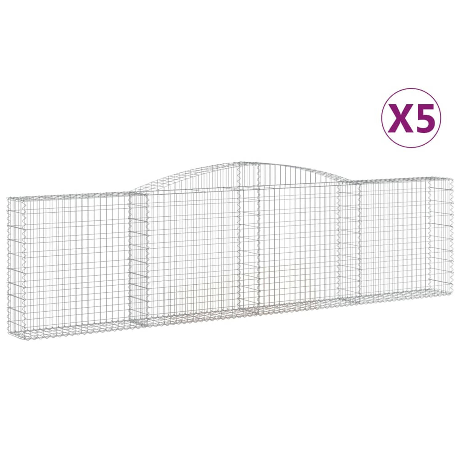 The Living Store Gabion Schanskorf - 400x30x100/120 cm - Gegalvaniseerd Ijzer - Decoratieve Tuinbarrière