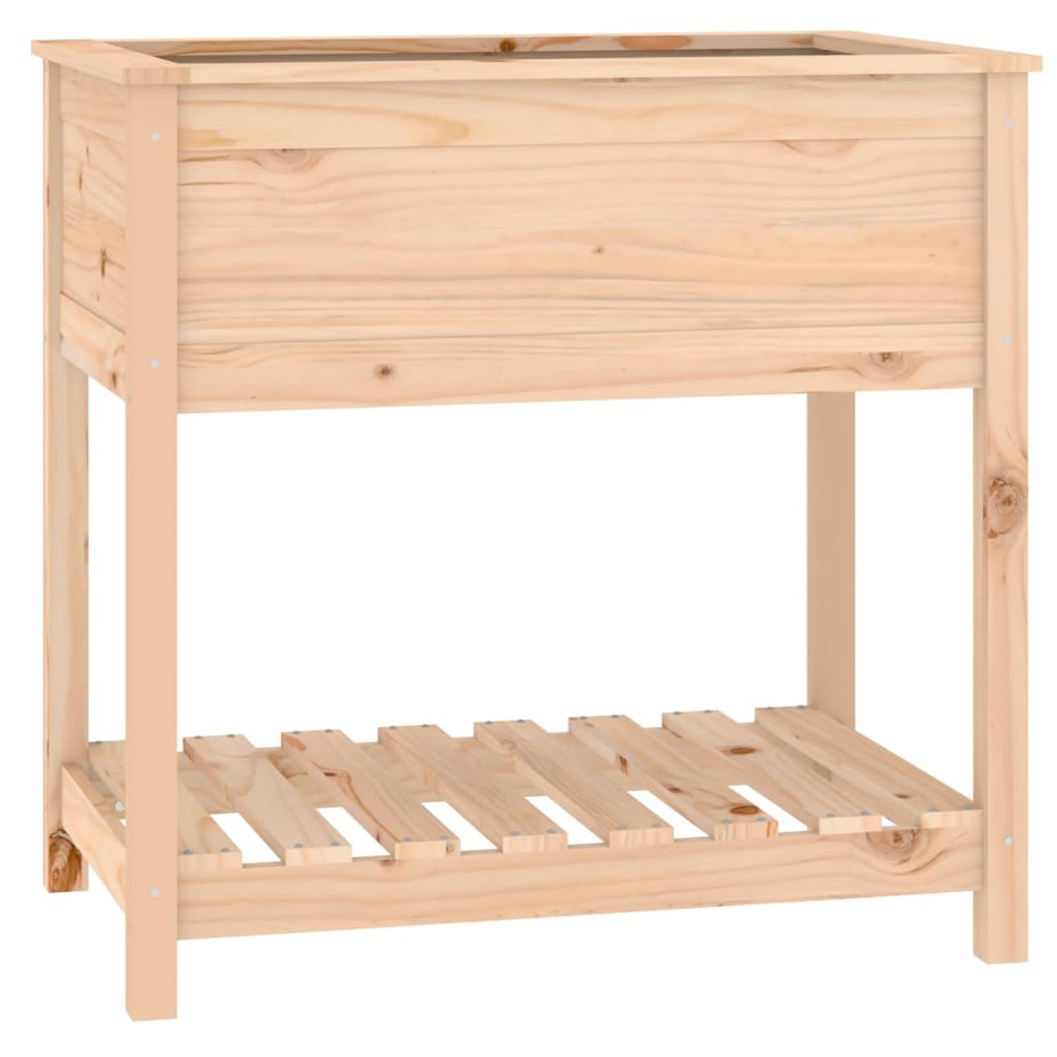 The Living Store Houten Plantenbak - Massief Grenenhout - Hoogte 82.5 cm - Ruime Plantruimte - Praktisch Schap - Stabiel Frame