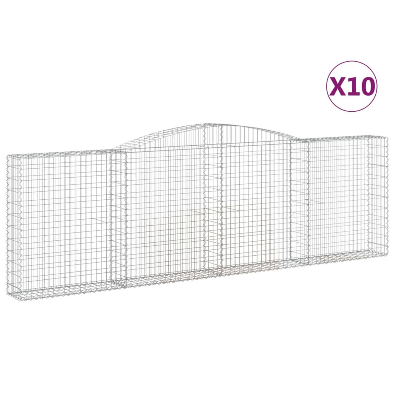 The Living Store Schanskorf Gabion - 400 x 30 x 120/140 cm - Zilver - Gegalvaniseerd ijzer