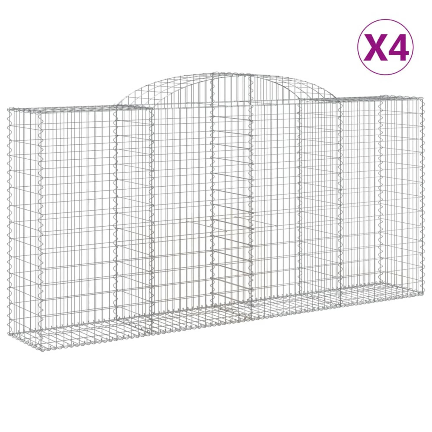 The Living Store Gabion Schanskorf 300x50x140/160 cm - Gegalvaniseerd IJzer - Decoratieve Geluidsisolerende Tuinbarrière