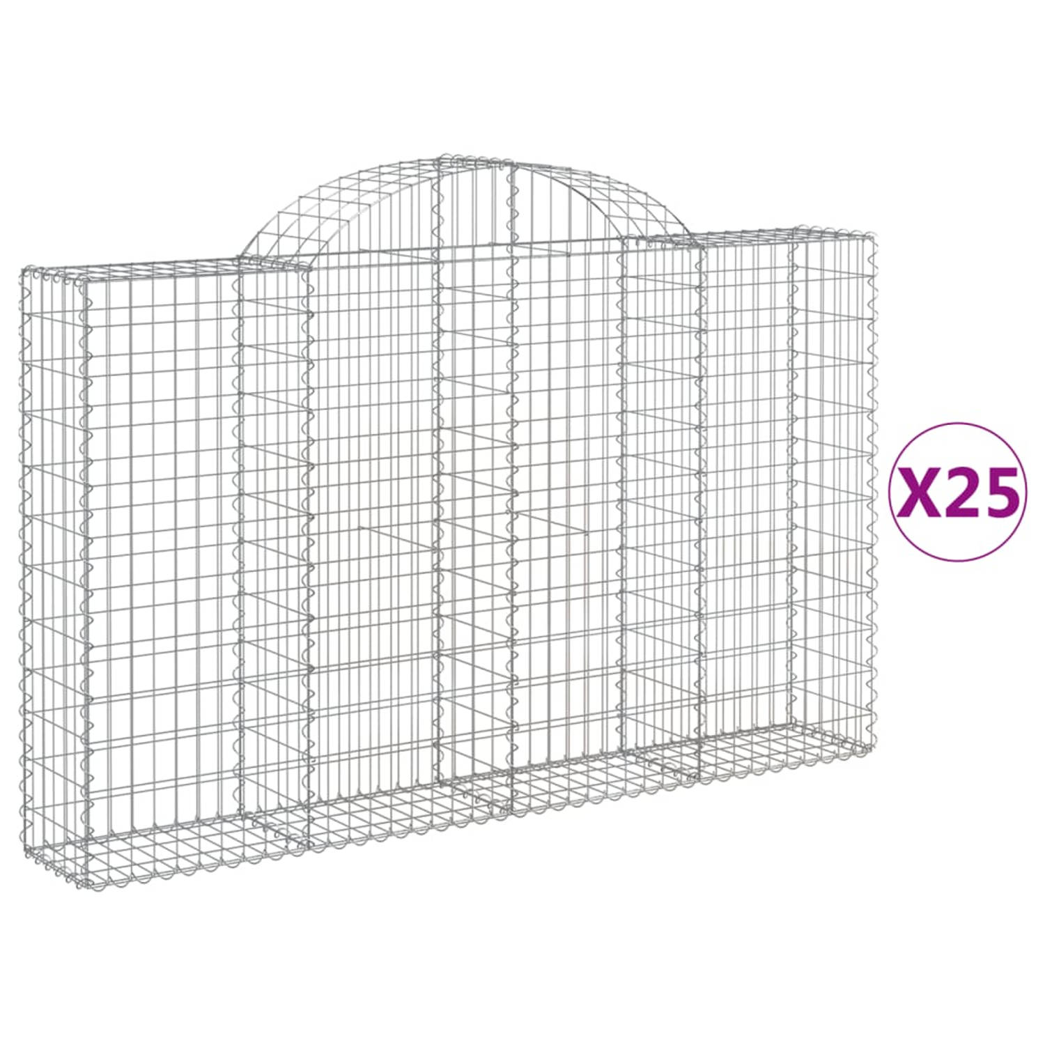 The Living Store Schanskorf Gabion 200 x 30 x 120/140 cm - Gegalvaniseerd ijzer - Stenen niet inbegrepen