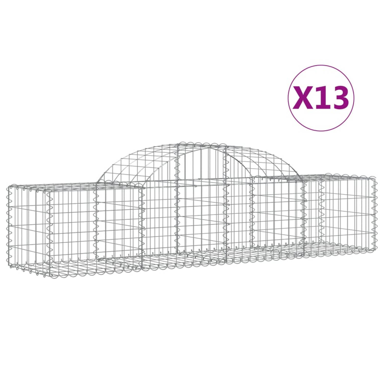 The Living Store Schanskorf Gabion - 200 x 50 x 40/60 cm - Gegalvaniseerd ijzer