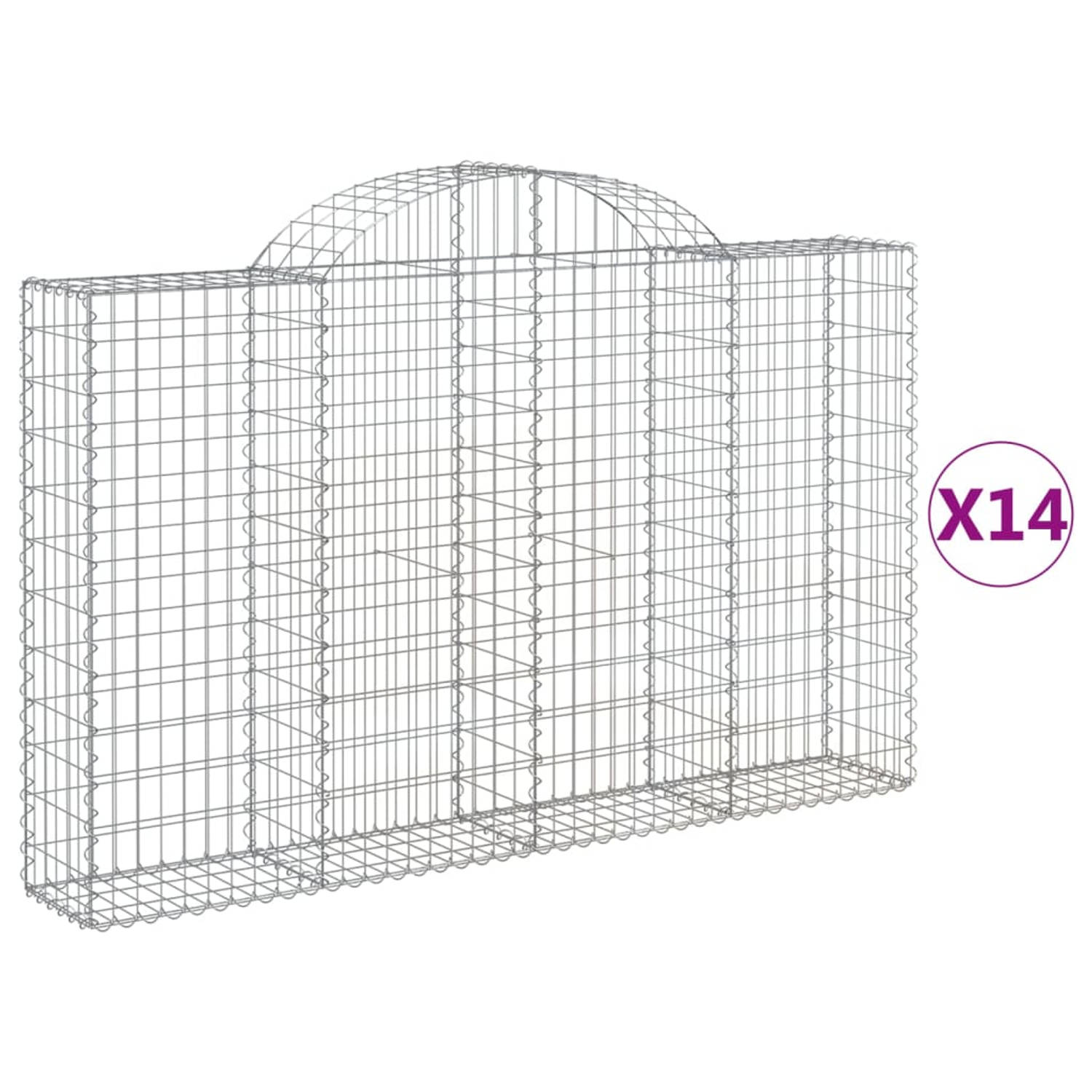 The Living Store Gabion Schanskorf - Decoratieve tuinbarrière - 200x30x120/140 cm - Gegalvaniseerd ijzer