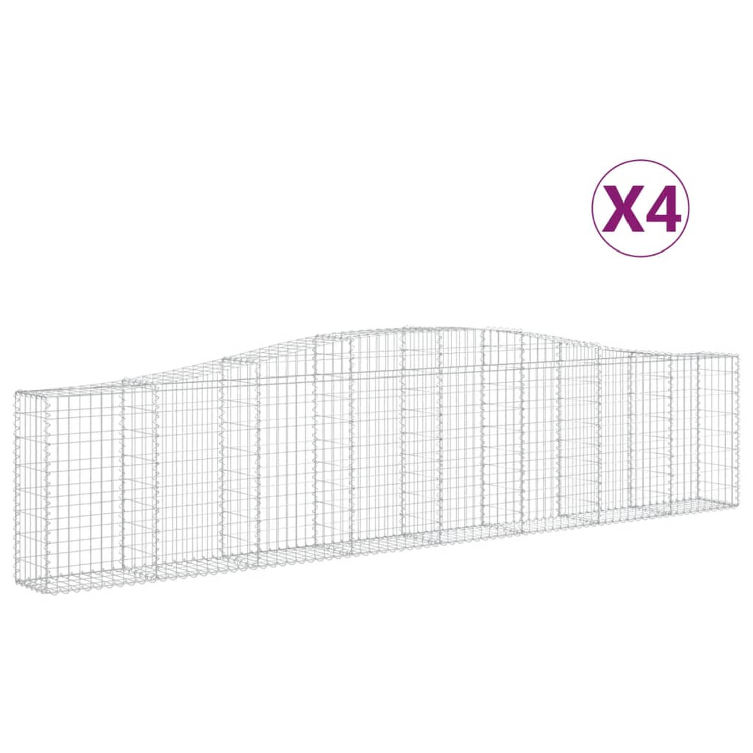 The Living Store Schanskorf Gabion 400x30x80/100cm - Gegalvaniseerd ijzer - Decoratieve en geluidsisolerende tuinbarrière