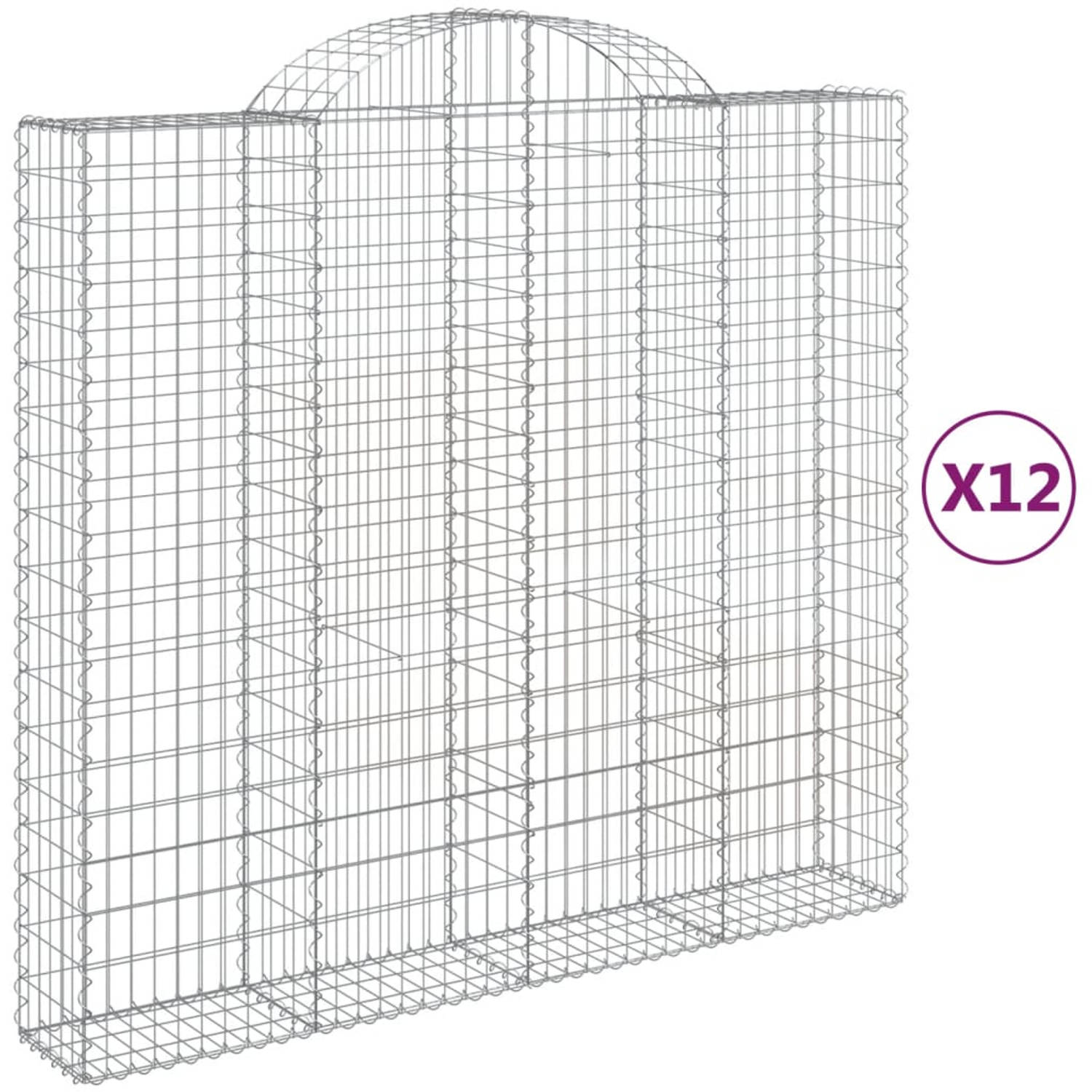 The Living Store Gabion Schanskorf 200x50x180/200 - Gegalvaniseerd IJzer - Decoratieve tuinbarrière