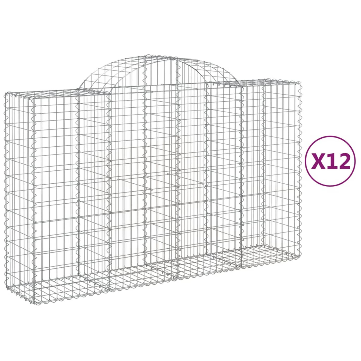 The Living Store Schanskorf Gabion - 200x50x120/140 - Gegalvaniseerd IJzer - Stenen Niet Inbegrepen