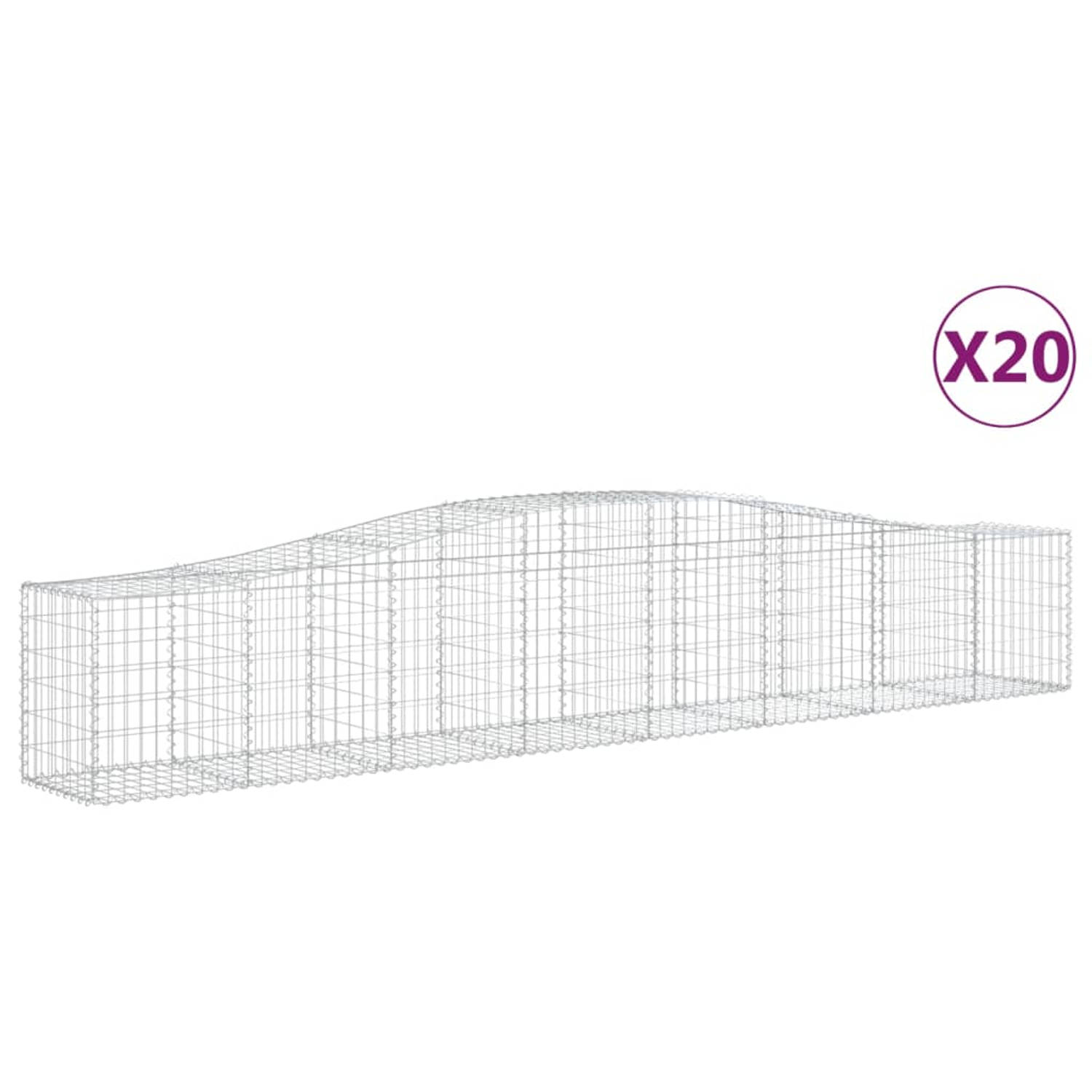 The Living Store Schanskorf 400x50x60/80 cm - Gabion muur van gegalvaniseerd ijzer - 20 stuks