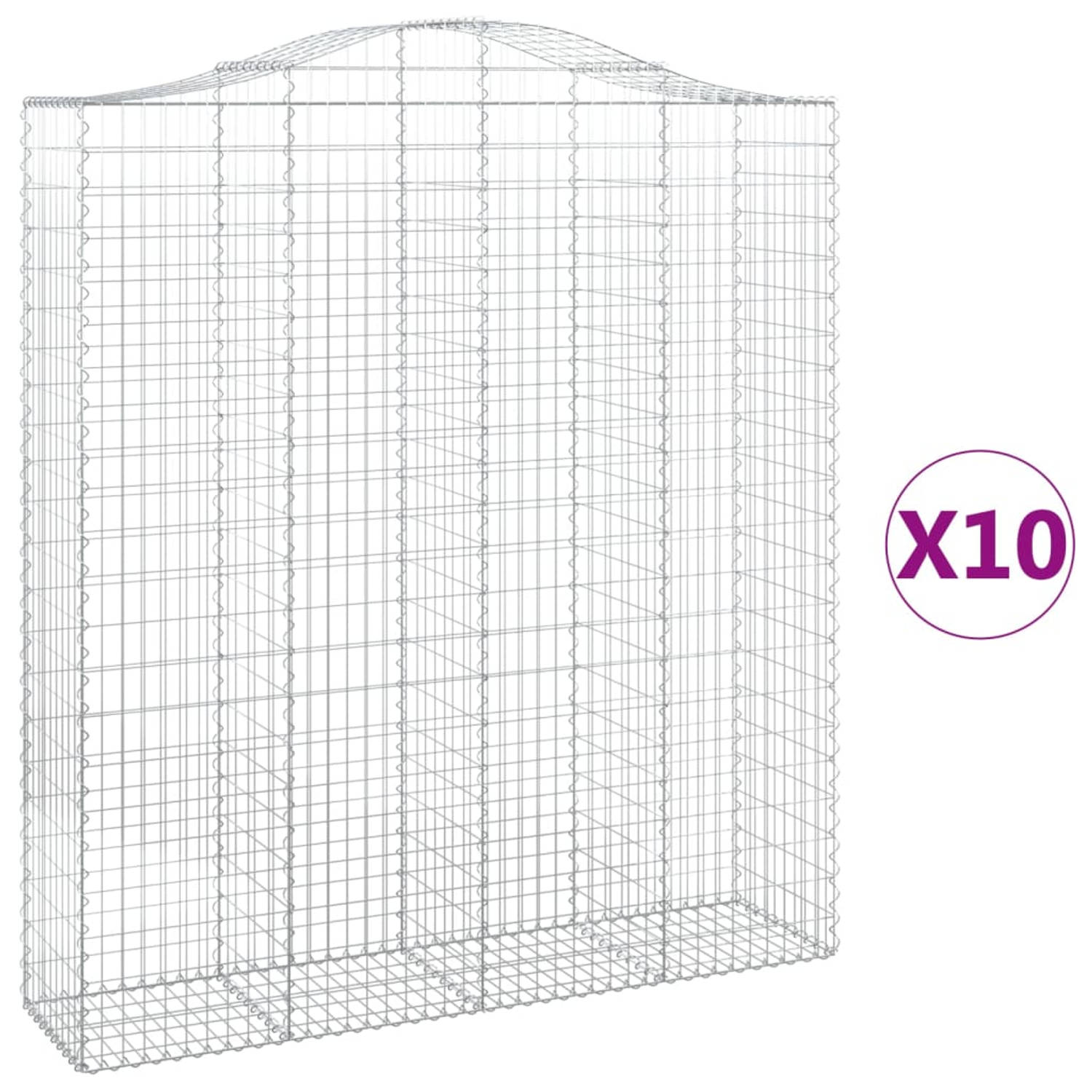 The Living Store Gabion Schanskorf - 200 x 50 x 220/240 cm - decoratief geluidsisolerend - gegalvaniseerd ijzer