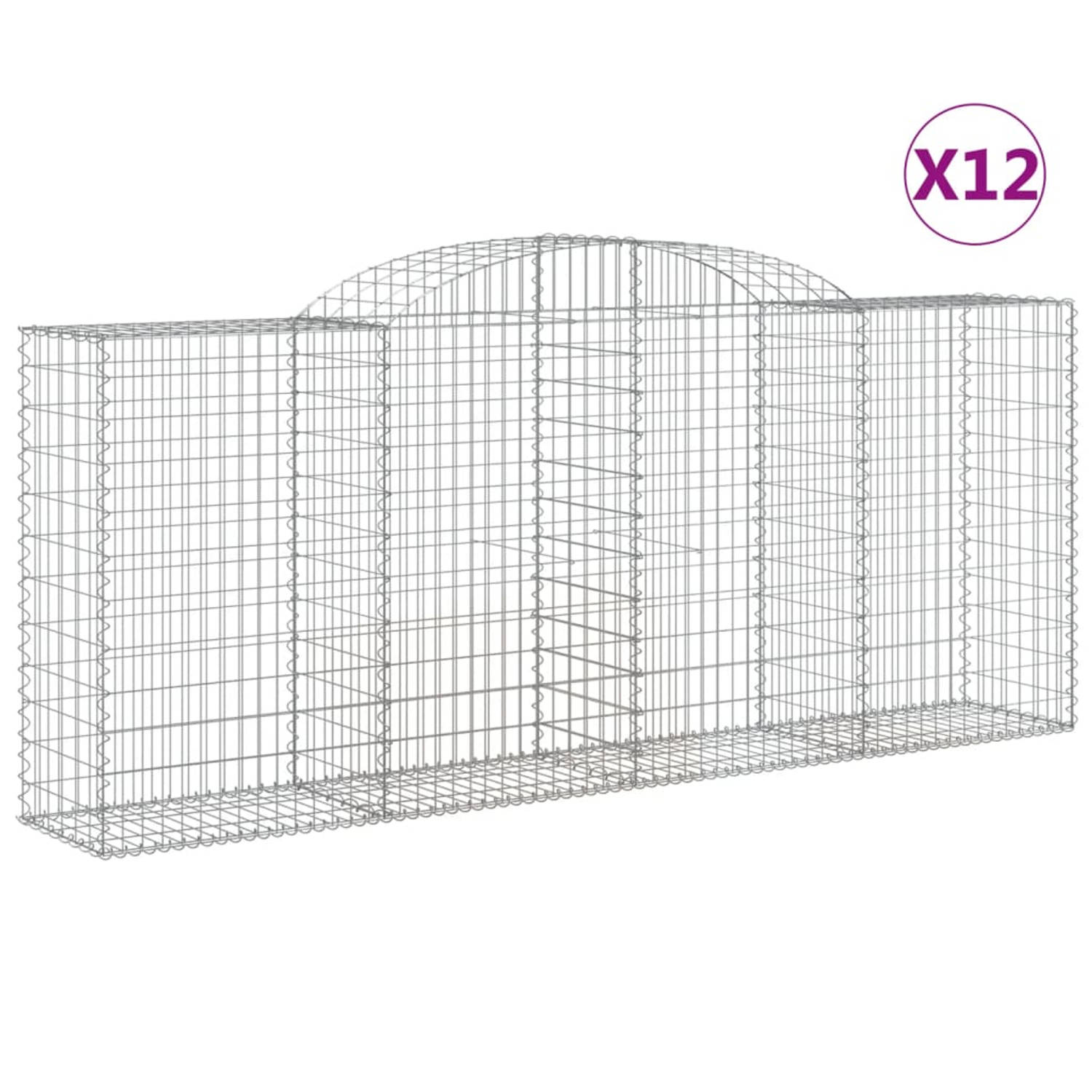 The Living Store Gabion Schanskorf Zilver 300x50x120/140cm - Geluidsisolerende Tuinbarrière