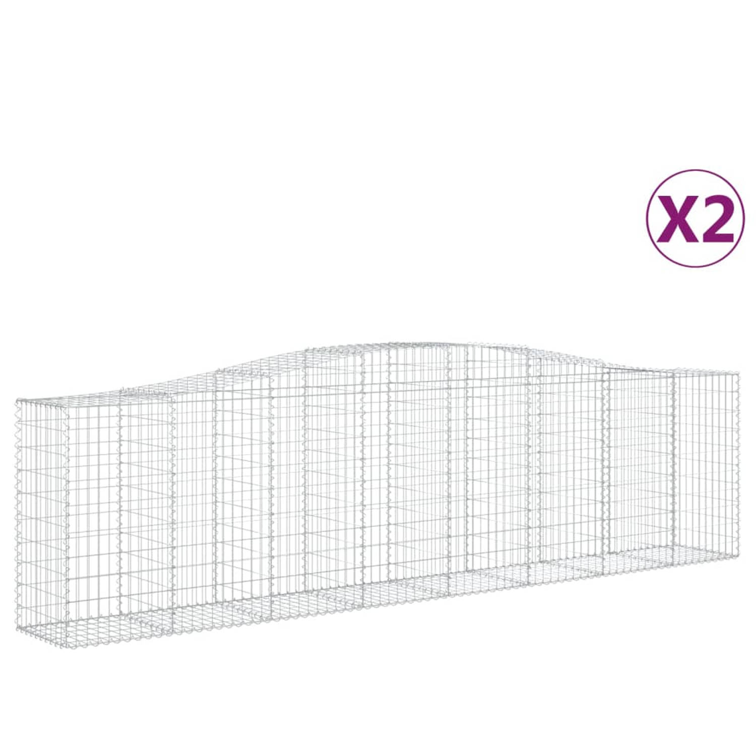 The Living Store Schanskorf - Gabion Muur - 400 x 50 x 100/120 cm - Gegalvaniseerd ijzer