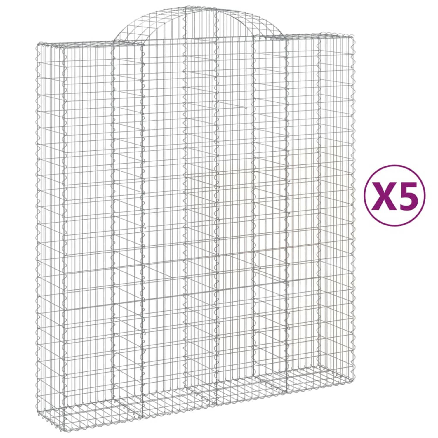 The Living Store Gabion Schanskorf - 200 x 50 x 220/240 cm - Gegalvaniseerd IJzer - Decoratieve Tuinbarrière