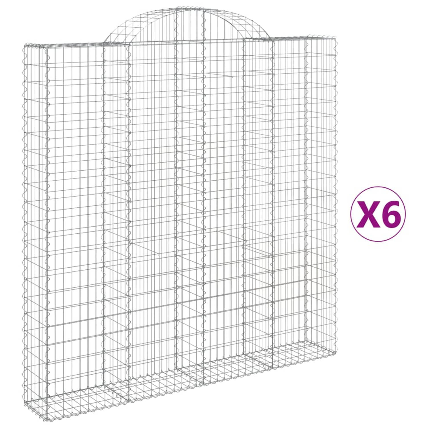 The Living Store Schanskorf Gabion 200 x 30 x 200/220 cm - Geluidsisolerend - Gegalvaniseerd ijzer