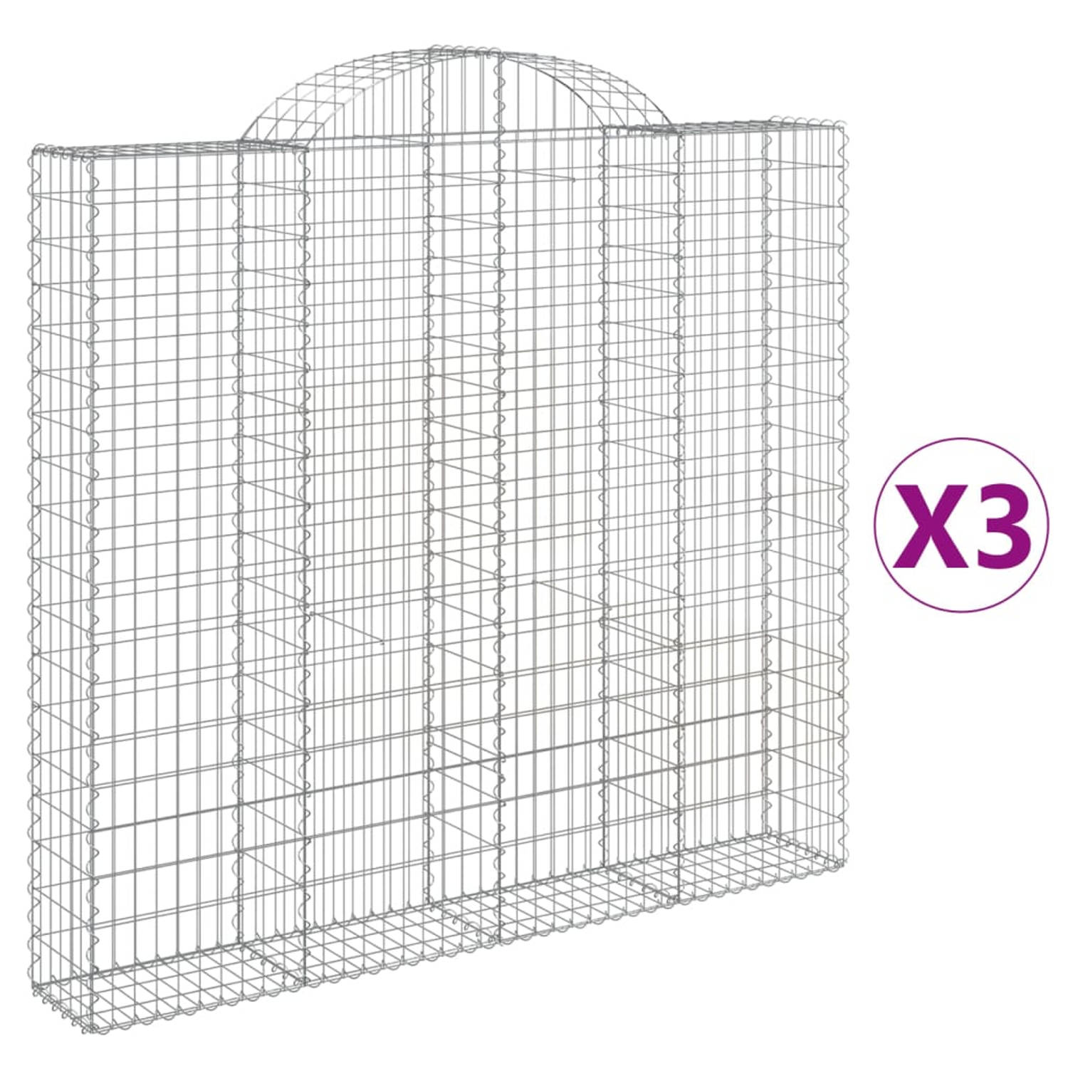 The Living Store Schanskorf Gabion - 200 x 30 x 180/200 cm - Geluidsisolerende tuinbarrière - Gegalvaniseerd ijzer