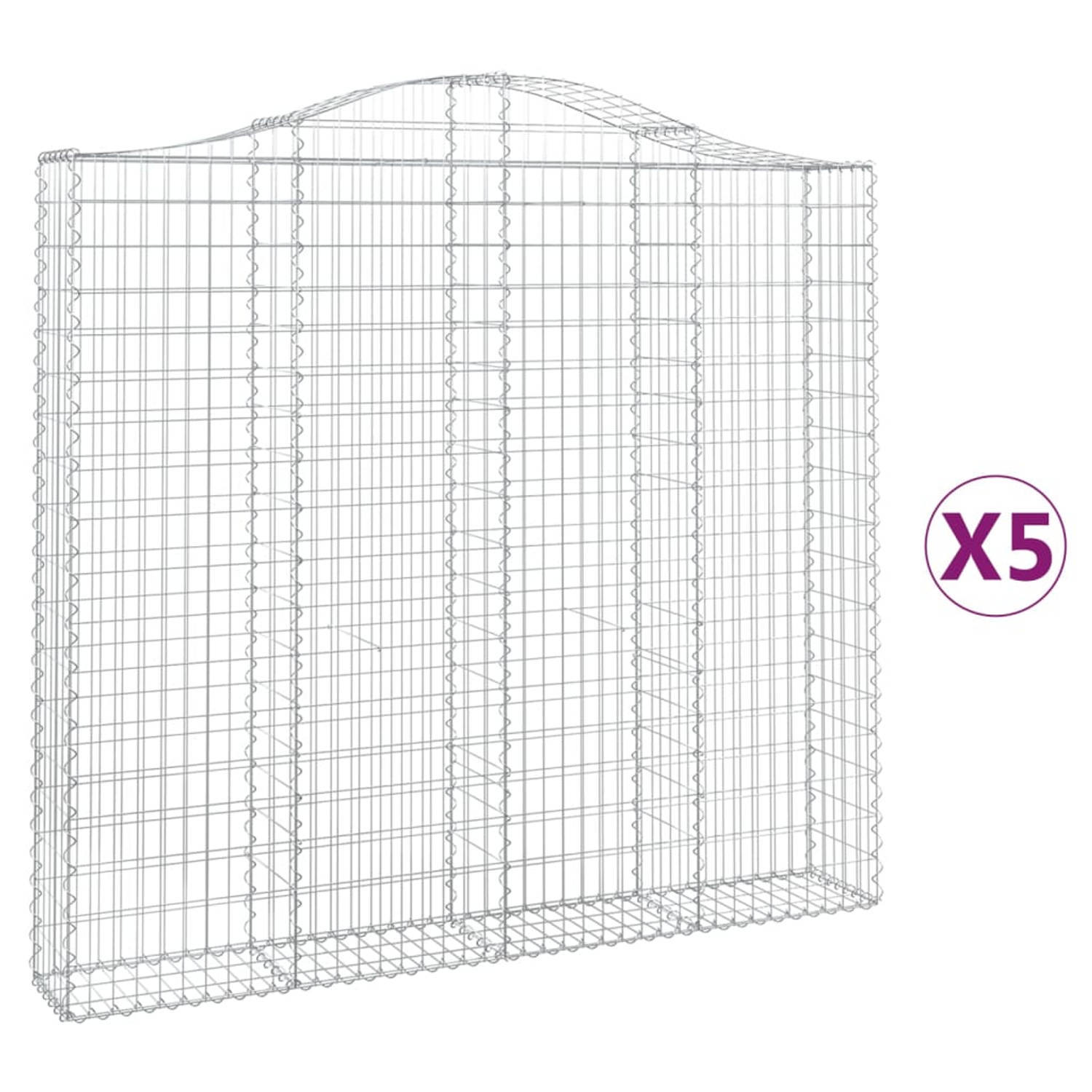 The Living Store Schanskorf Gabion - 200 x 30 x 180/200 cm - Geluidsisolerend en Decoratief - Gegalvaniseerd IJzer