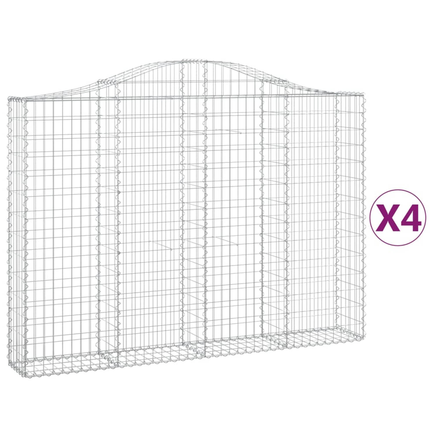 The Living Store Schanskorf Gabion - 200x30x140/160 cm - Gegalvaniseerd IJzer - Decoratief en Geluidsisolerend Tuinbarrière