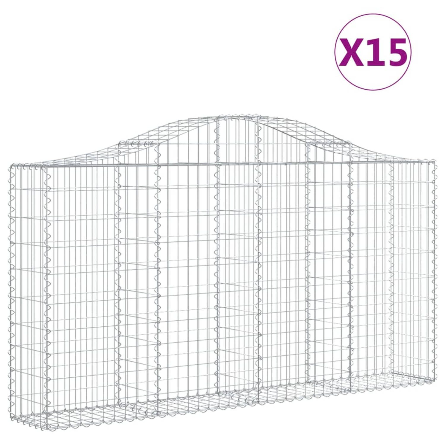 The Living Store Schanskorf - Gabion Muur 200x30x100/120cm - Duurzaam Gegalvaniseerd IJzer