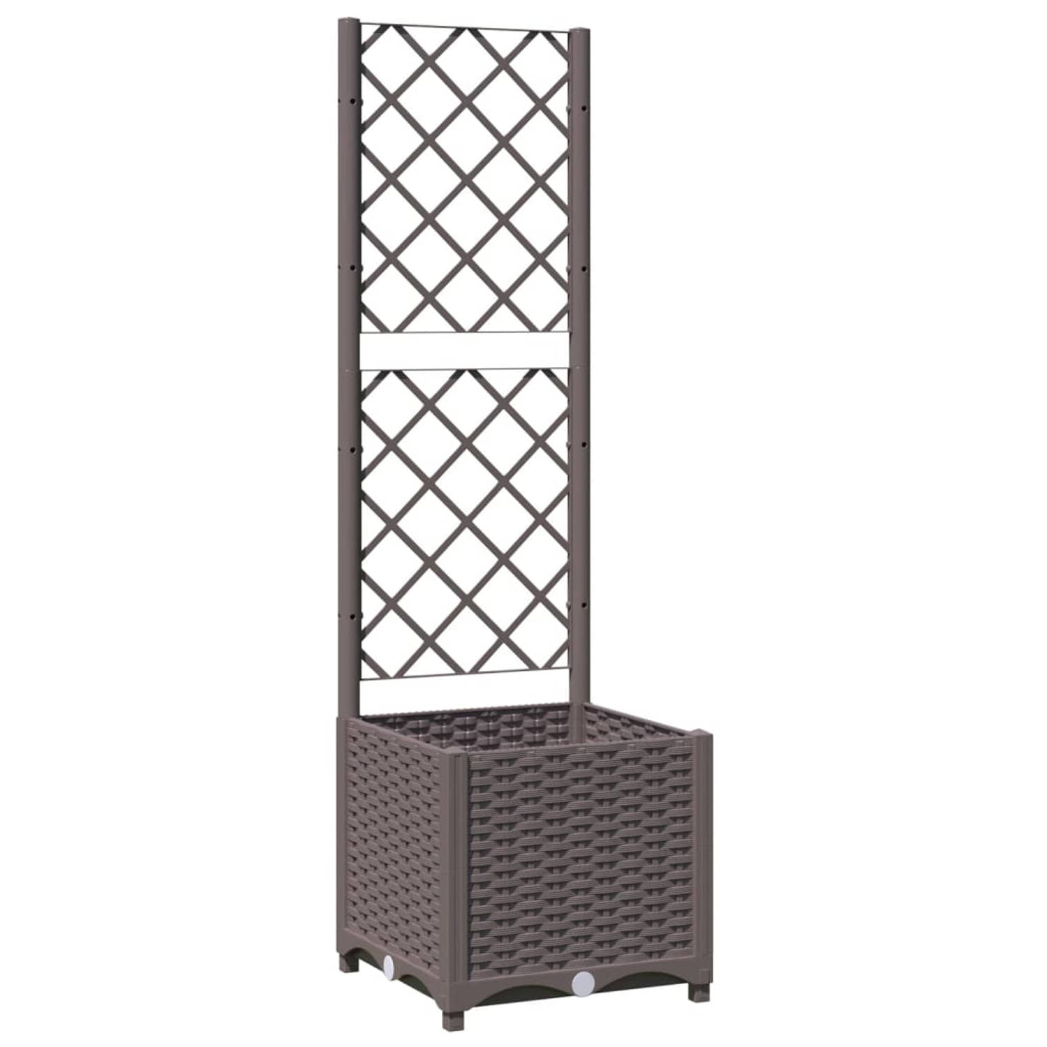 The Living Store Plantenbak met latwerk 40x40x136 cm polypropeen bruin - Bloempot