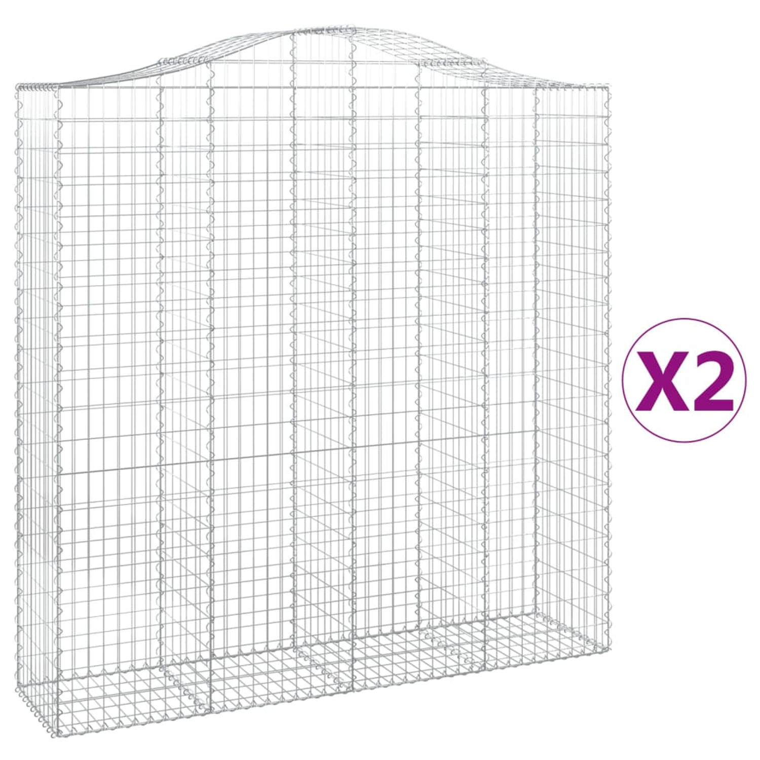 The Living Store Gabion Schanskorven - 200x50x200/220 cm - Gegalvaniseerd ijzer