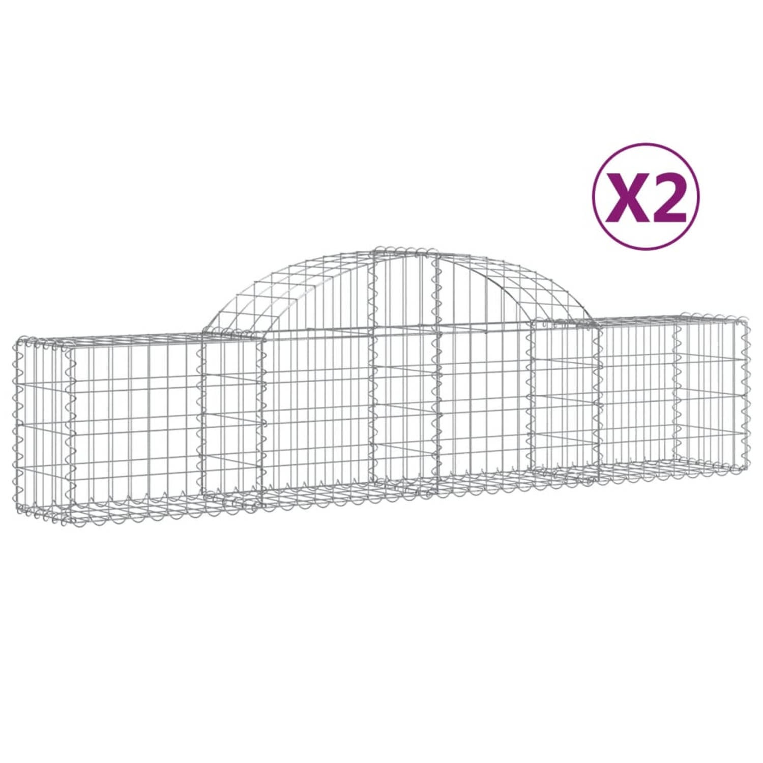 The Living Store Gabion Schanskorf - Decoratieve Tuinbarrière - 200 x 30 x 40/60 cm - Gegalvaniseerd IJzer