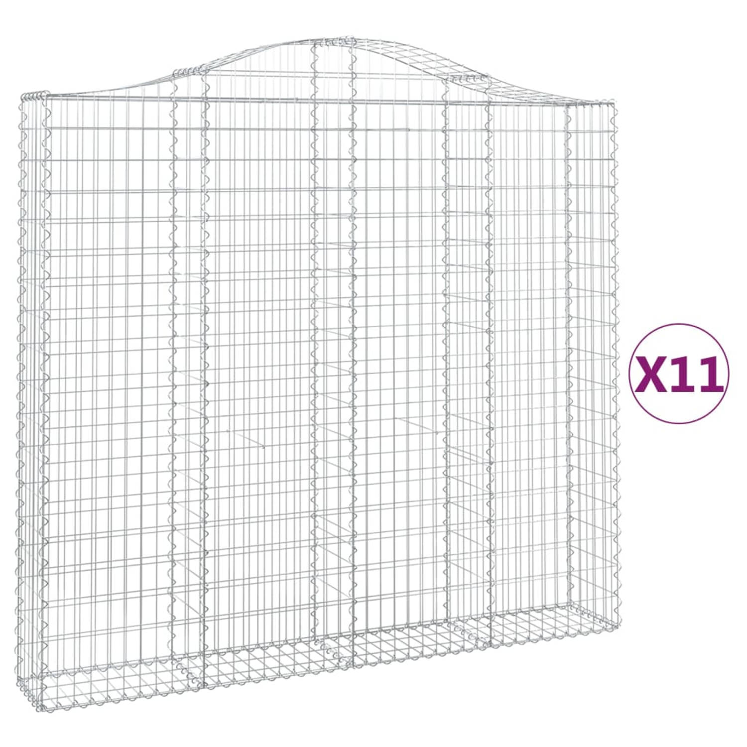 The Living Store Schanskorf Gabion - 200 x 30 x 180/200 cm - Gegalvaniseerd ijzer - Stabiele constructie