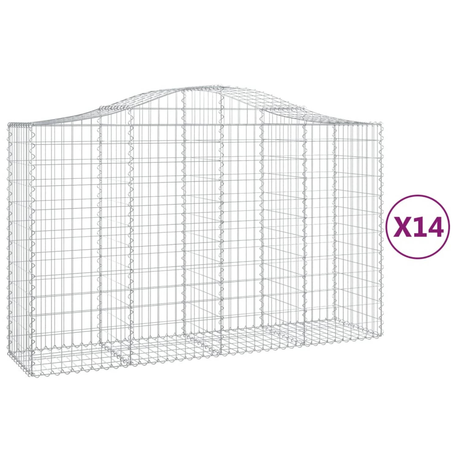 The Living Store Schanskorven Gabion 200 x 50 x 120/140 cm - Gegalvaniseerd ijzer