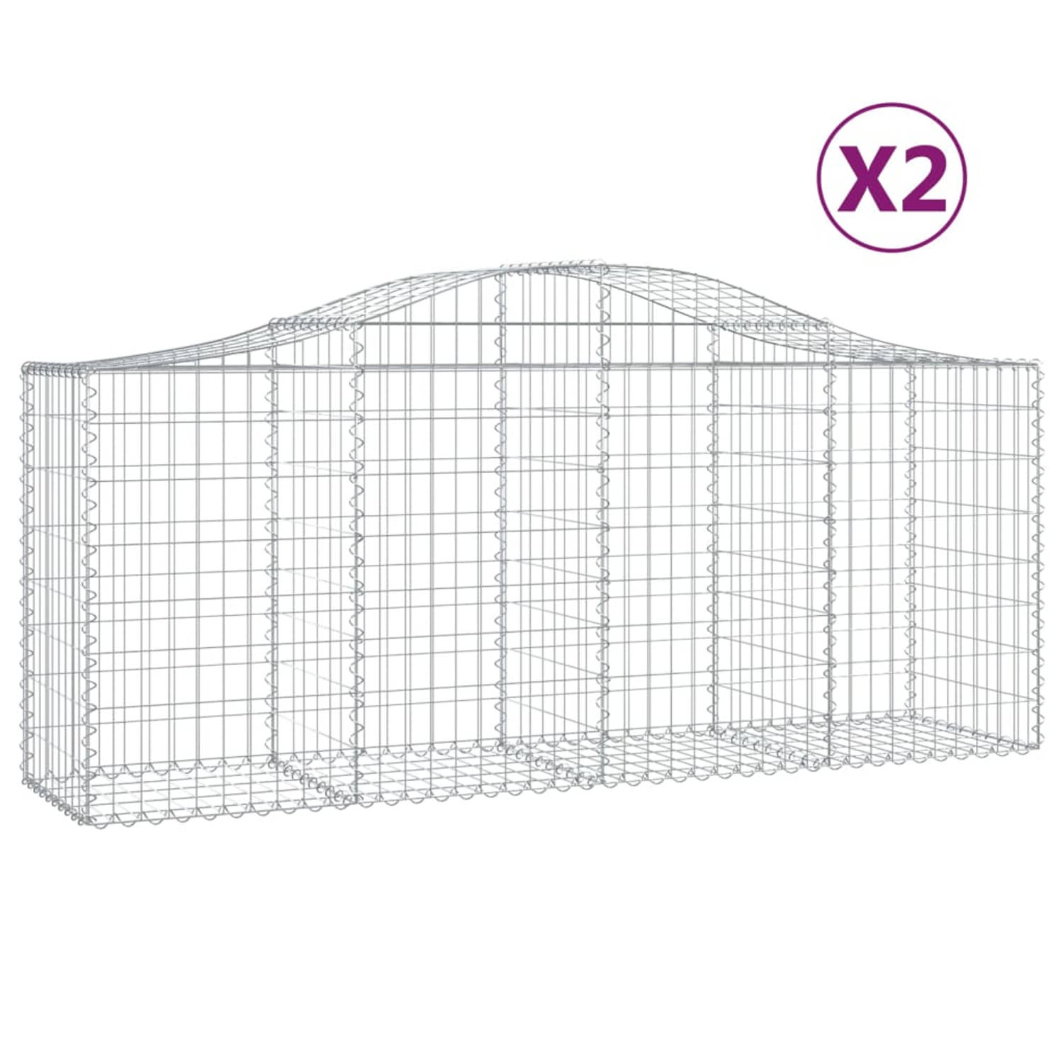 The Living Store Schanskorf Gabion - Decoratieve Tuinbarrière - 100 x 50 x 80/100 cm - Gegalvaniseerd ijzer