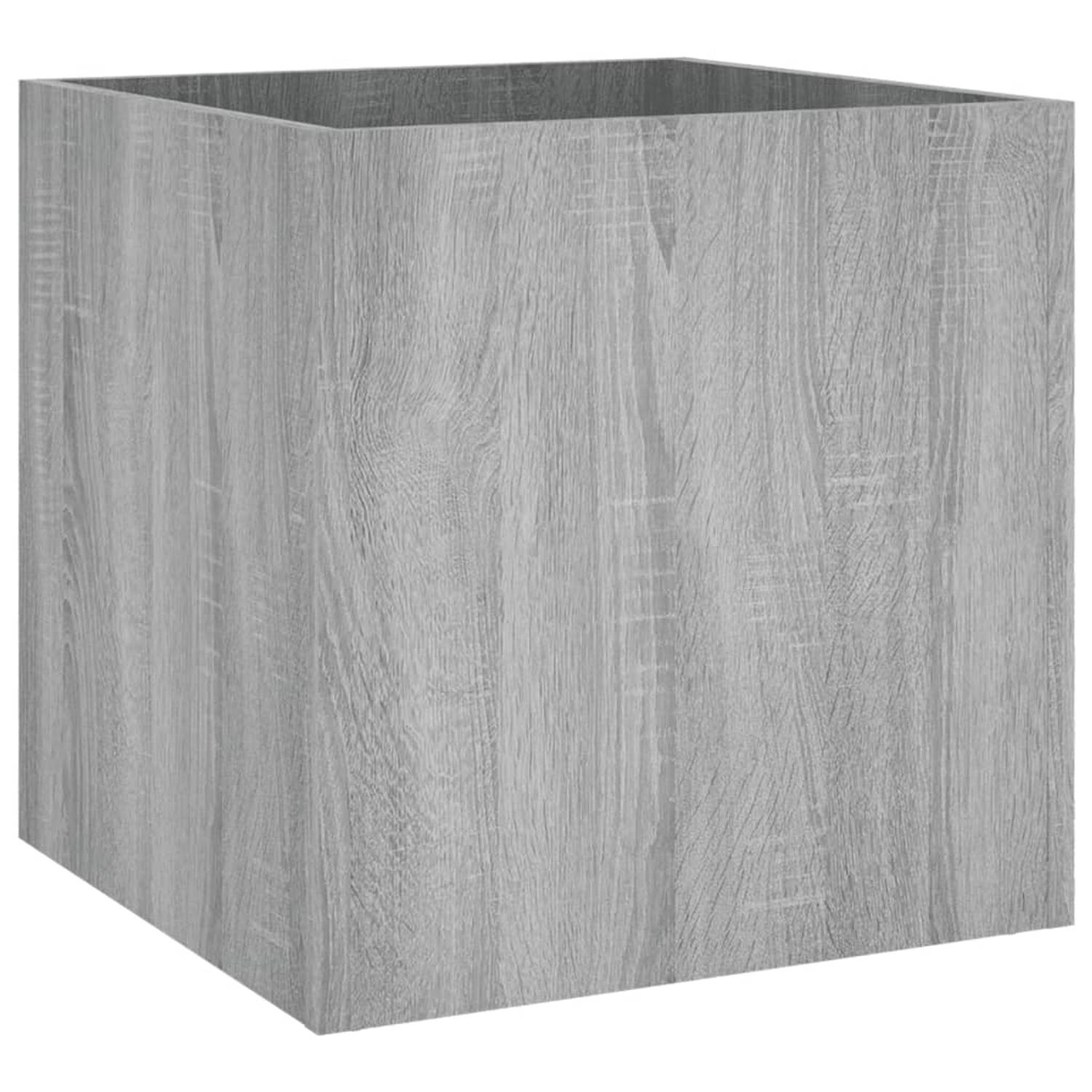 The Living Store Plantenbak - Grijs Sonoma Eiken - 40 x 40 x 40 cm - Stevig bewerkt hout