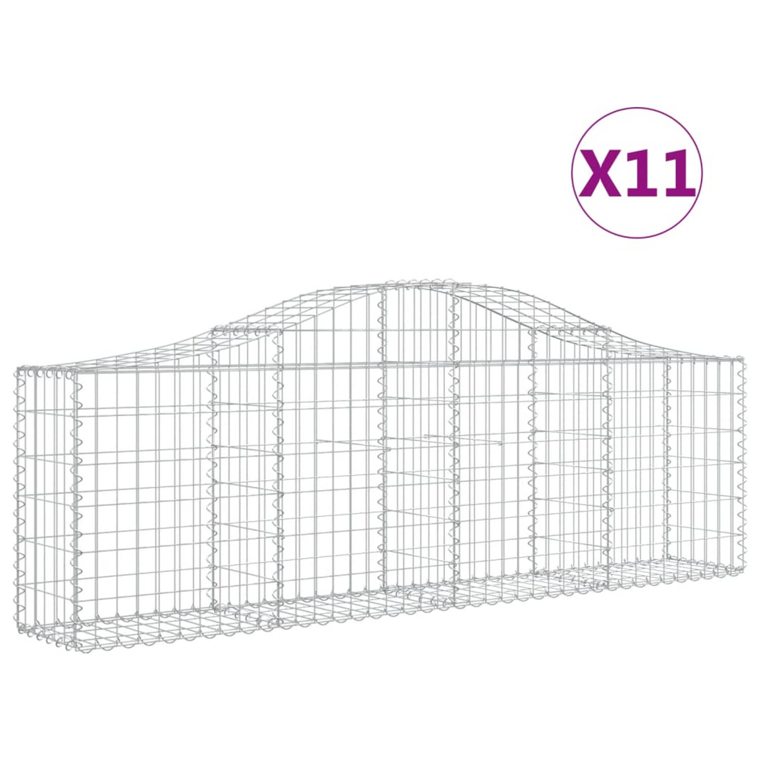 The Living Store Schanskorf Gabion - 200x30x60/80 cm - Geluidsisolerend - Gegalvaniseerd ijzer