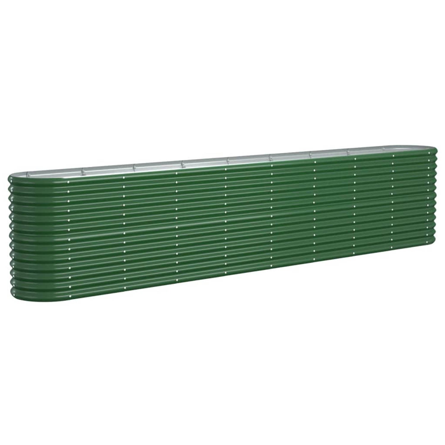 The Living Store Ovale plantenbak - Groen - 332 x 40 x 68 cm - Gepoedercoat staal