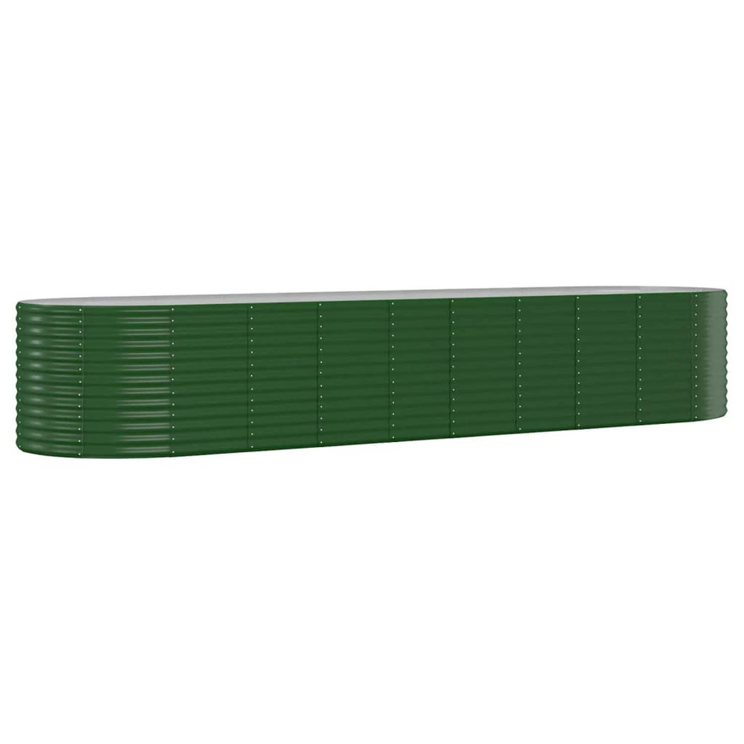 The Living Store Ovale plantenbak - 396x100x68 cm - Groen - Gepoedercoat staal