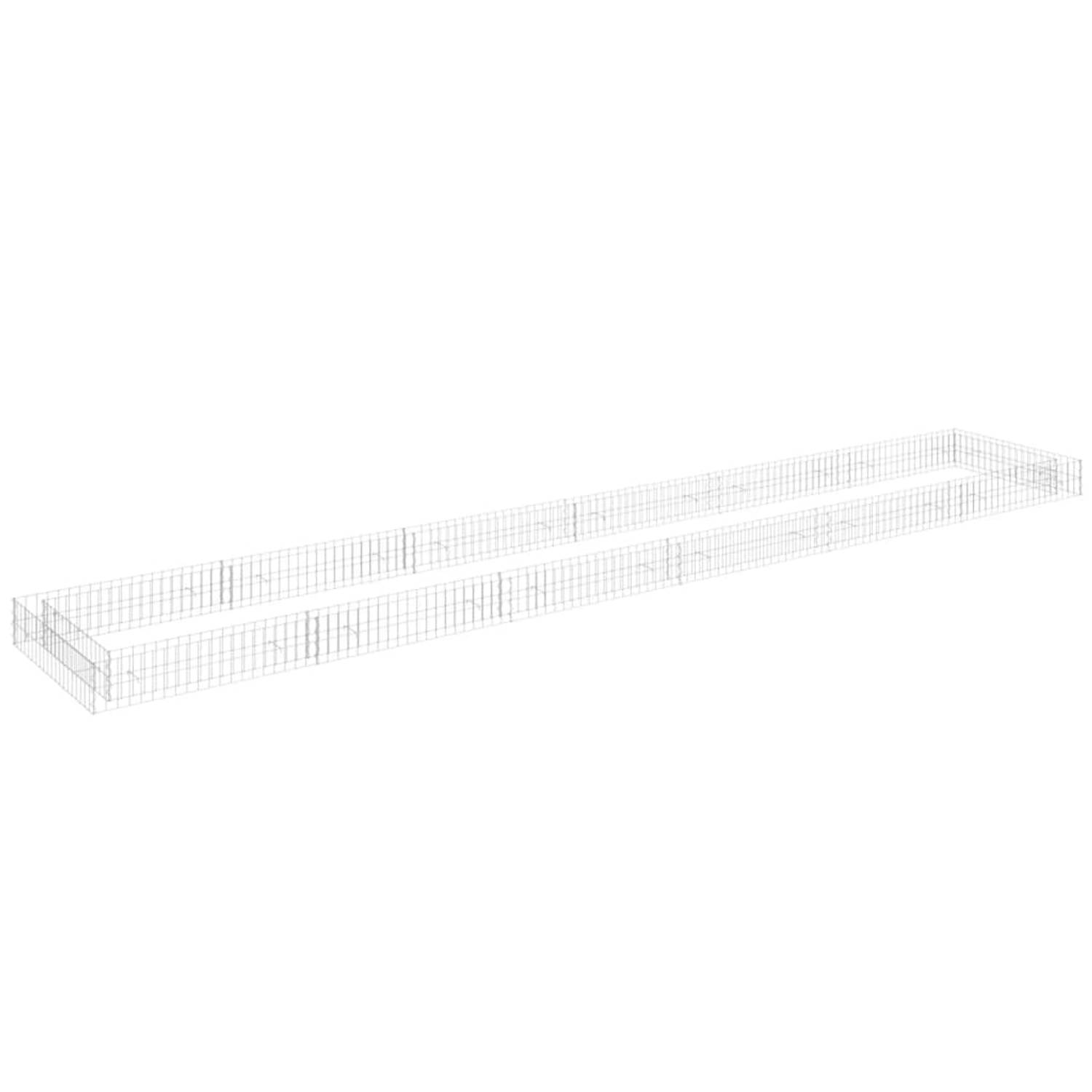 The Living Store verhoogde schanskorf plantenbak - 600 x 100 x 20 cm - zilver - gegalvaniseerd staal