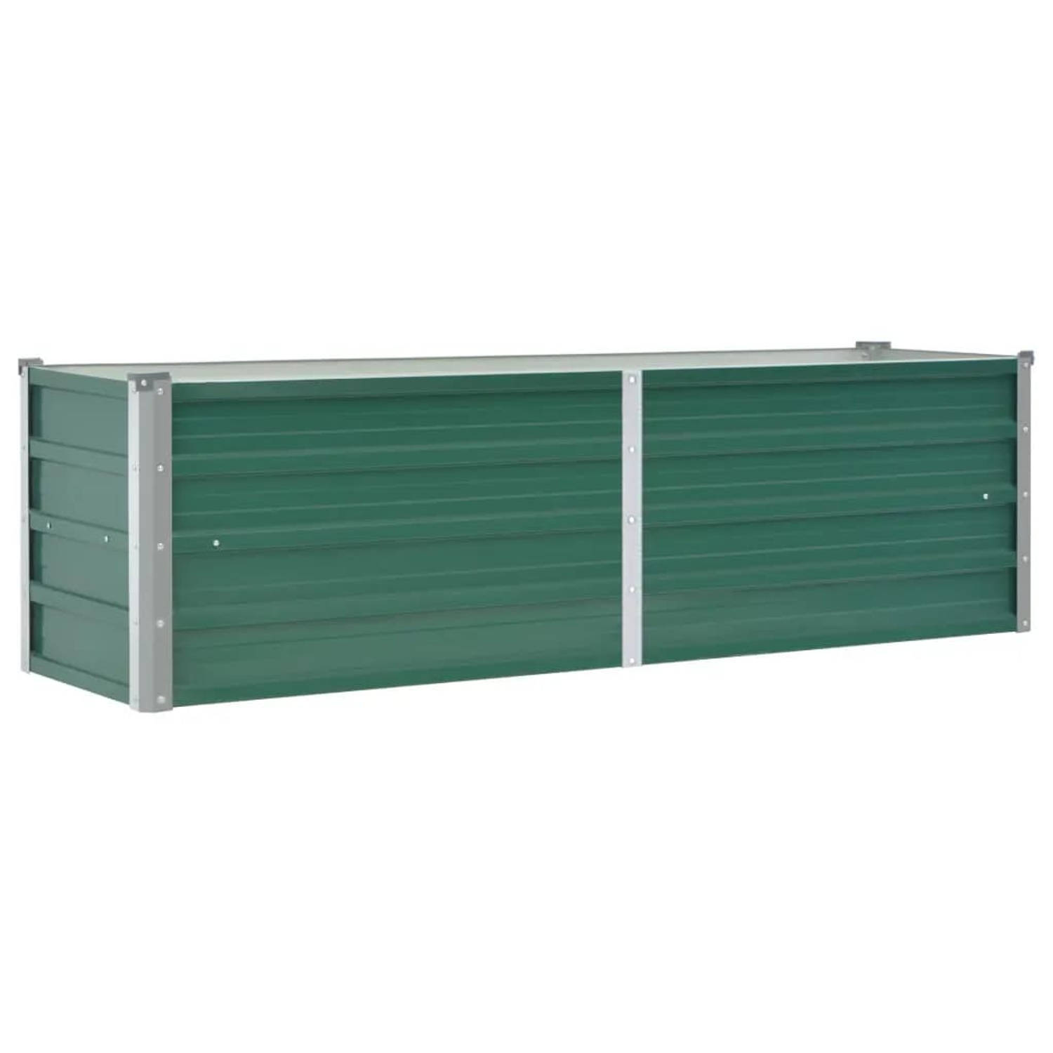 The Living Store Metalen Plantenbak - Groen - 160 x 40 x 45 cm - Gegalvaniseerd Staal