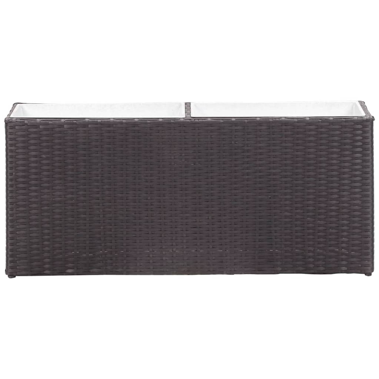 The Living Store Verhoogde Tuinbakkenset - Poly Rattan en Zink - 90 x 20 x 40 cm - Weerbestendig