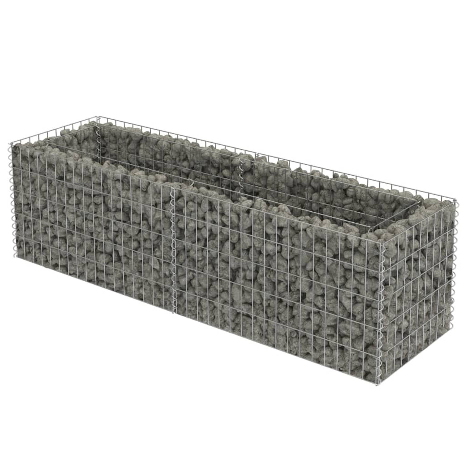 The Living Store Verhoogde Gabion Plantenbak - Tuinbak van Gegalvaniseerd Staal - 180x50x50 cm - Zilver