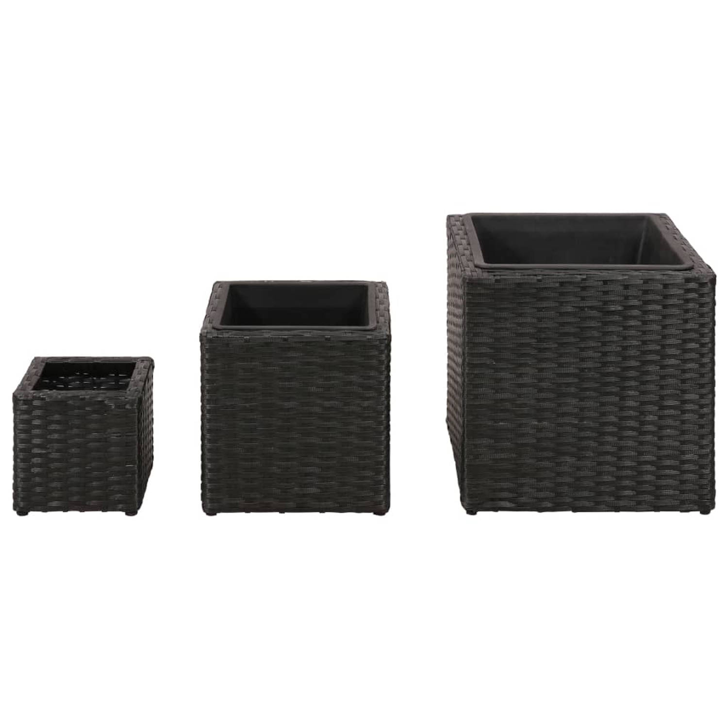 The Living Store Verhoogde Plantenbakkenset - Rattan - 3-delige Set