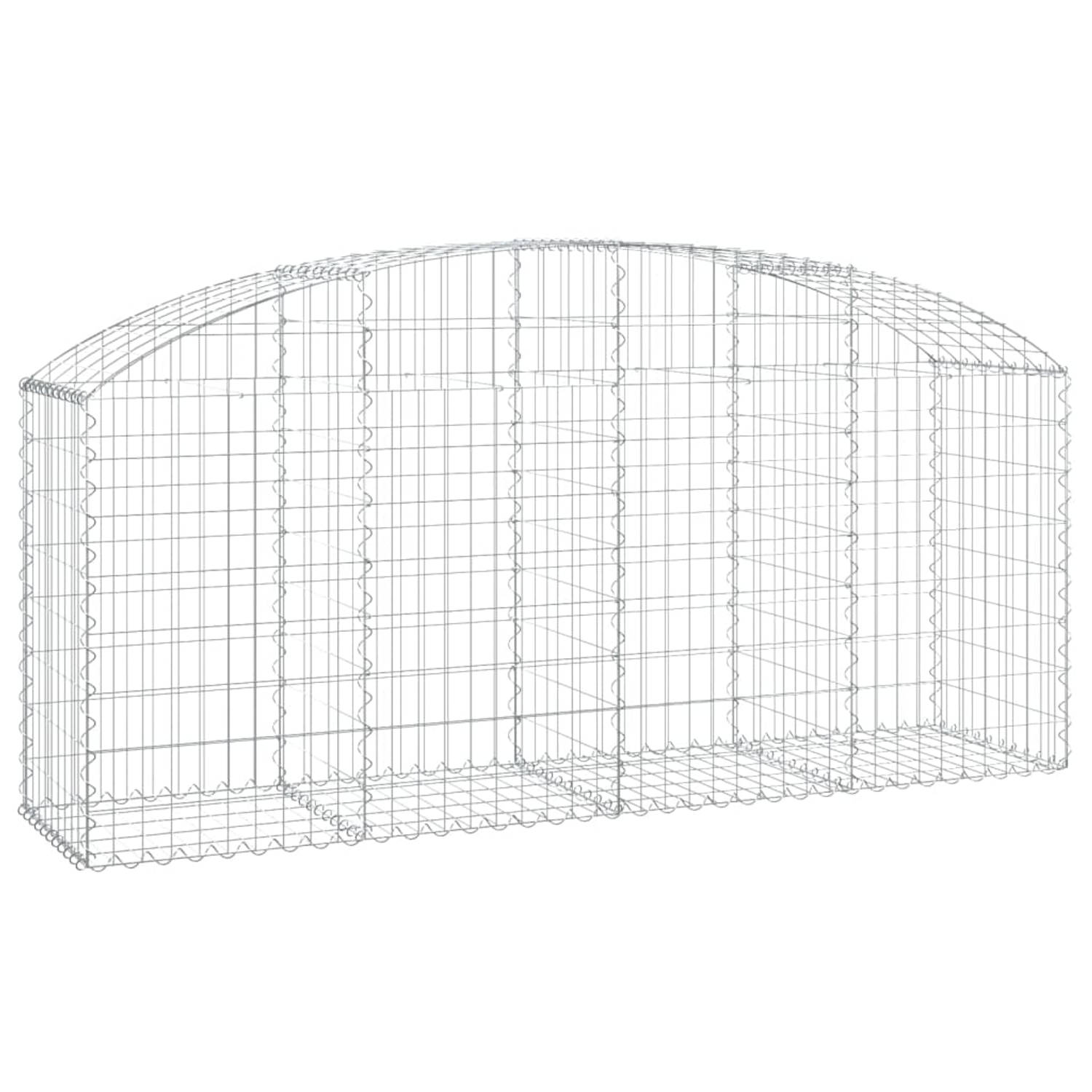 The Living Store Schanskorf Gabion - 100 x 50 x 80/100 cm - Gegalvaniseerd ijzer